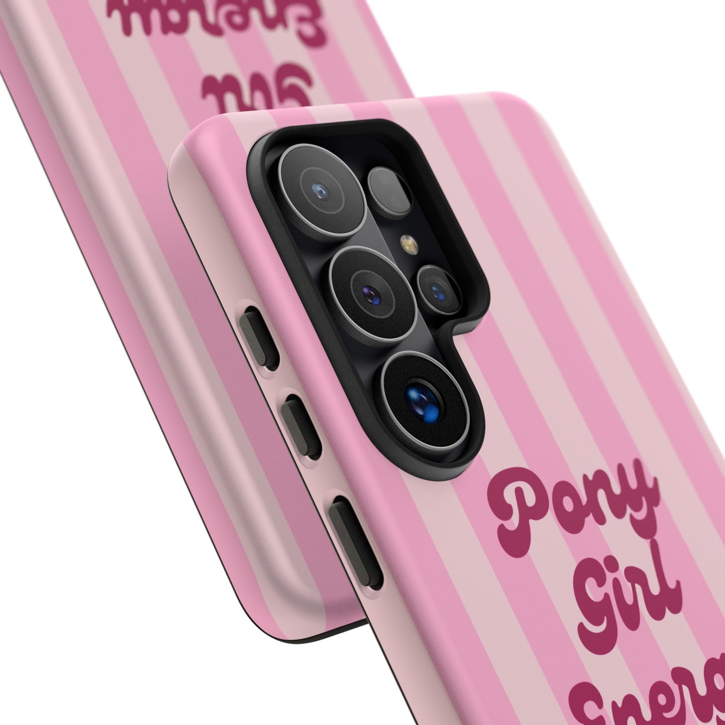 Pony Girl Energy Tough Phone Case — Pink Striped Protective Cover