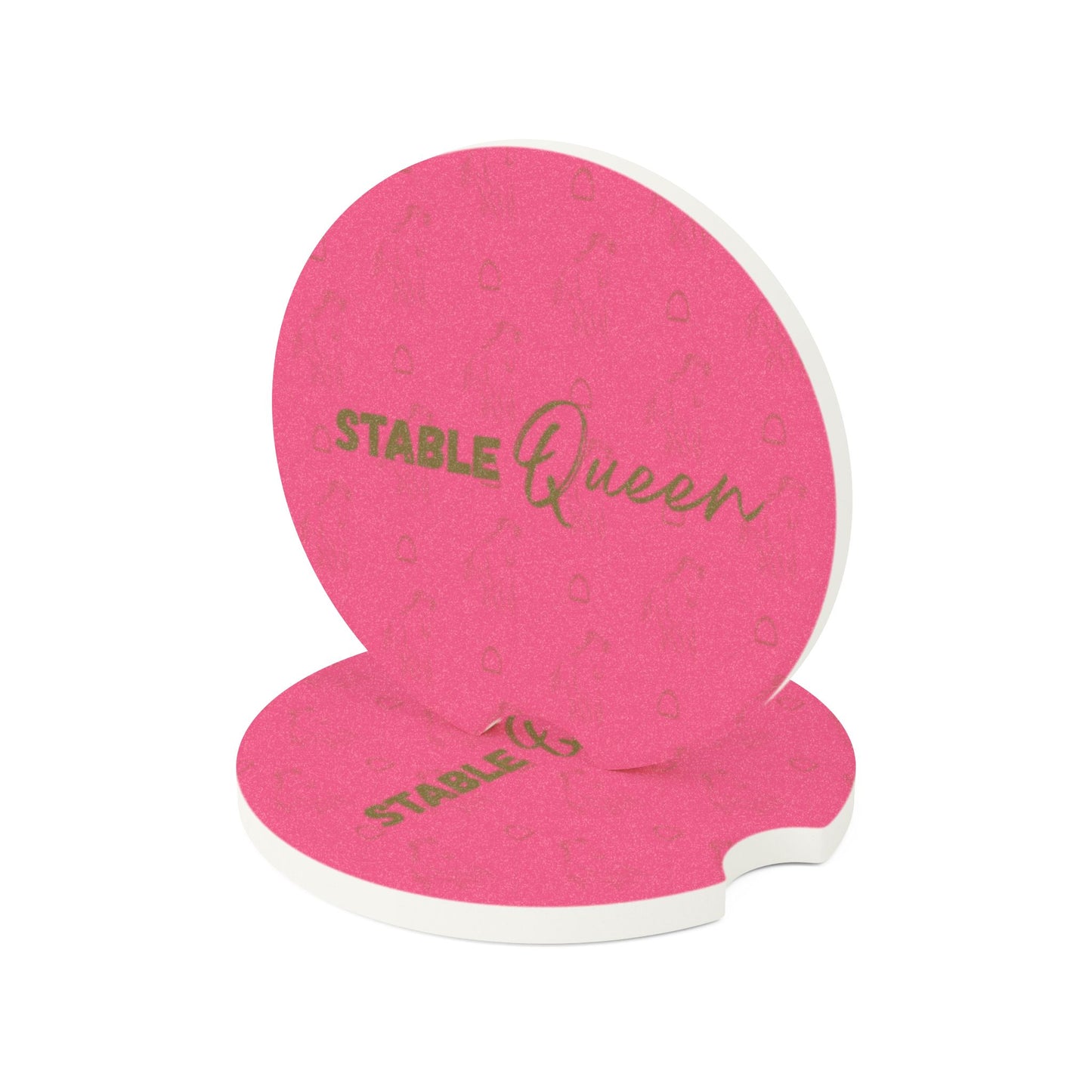Stable Queen Soapstone Auto-Untersetzer - Luxuriöse, rutschfeste Becherhalter für Auto & Cupholder | Pink Glitter Horse Lover
