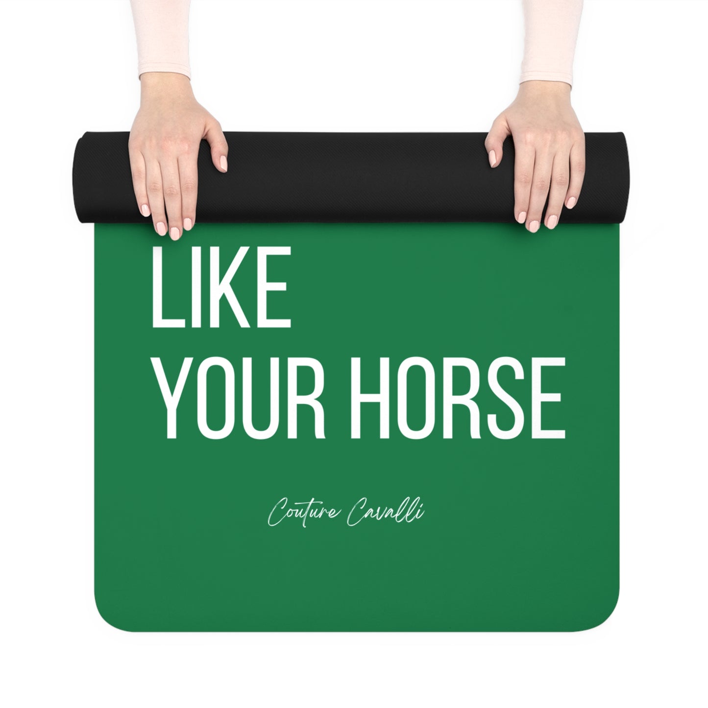 Rubber Yoga Mat — "Breath Like Your Horse" Non-Slip Green Fitness Mat for Equestrian & Yoga Lovers