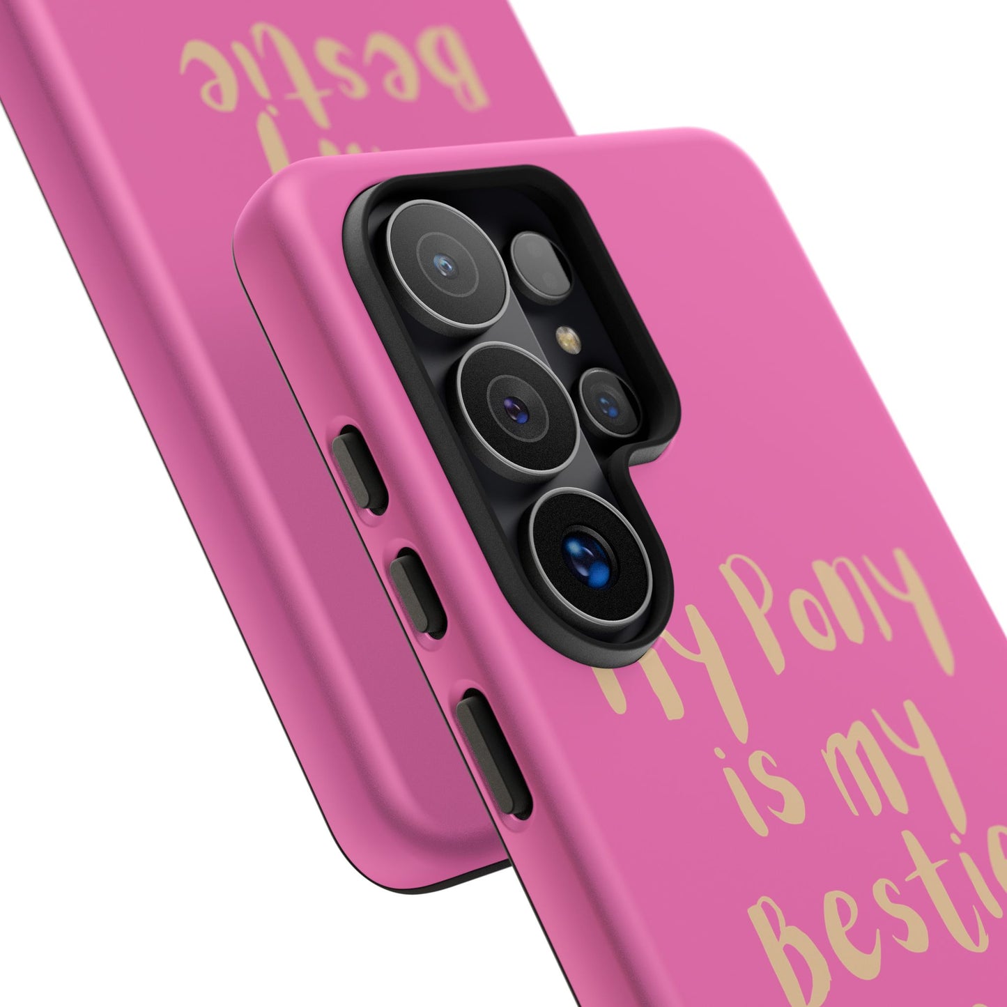 Pink 'My Pony Is My Bestie' Tough Phone Case I Handyhülle I Personalisiert mit Ponynamen