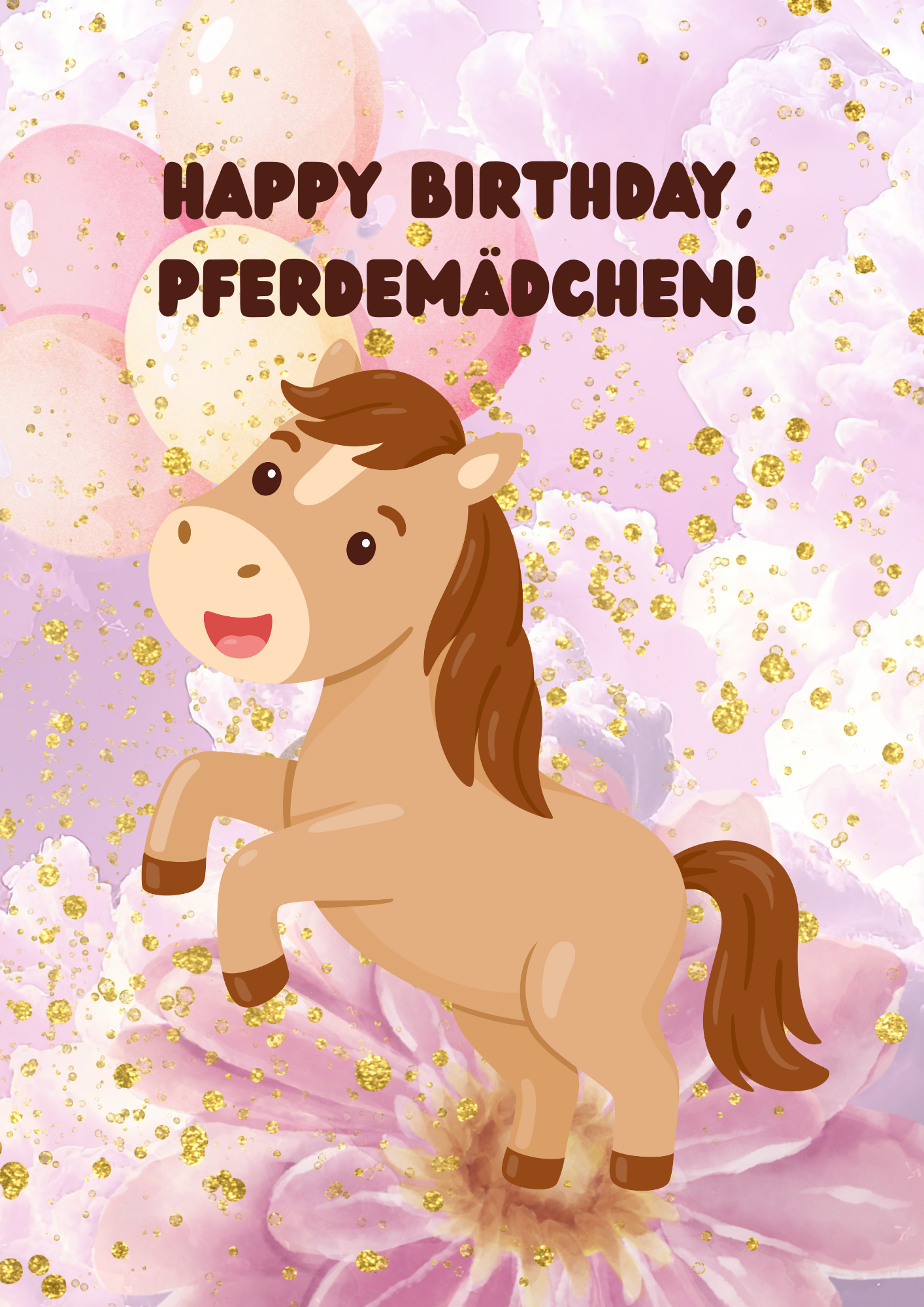 Geburtstagskarte Happy Birthday Pferdemädchen