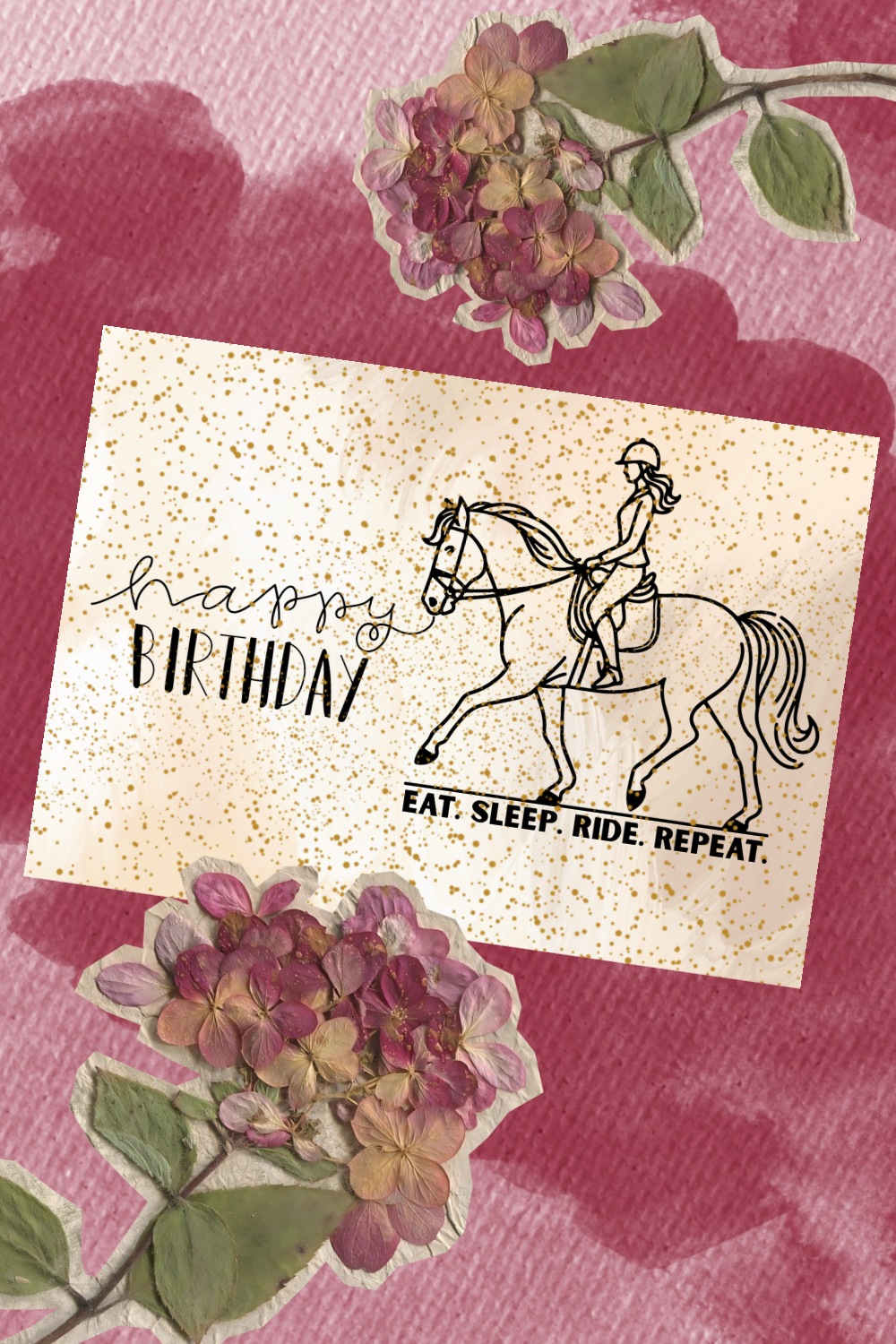 Geburtstagskarte Eat. Sleep. Ride. Repeat. Mädchen