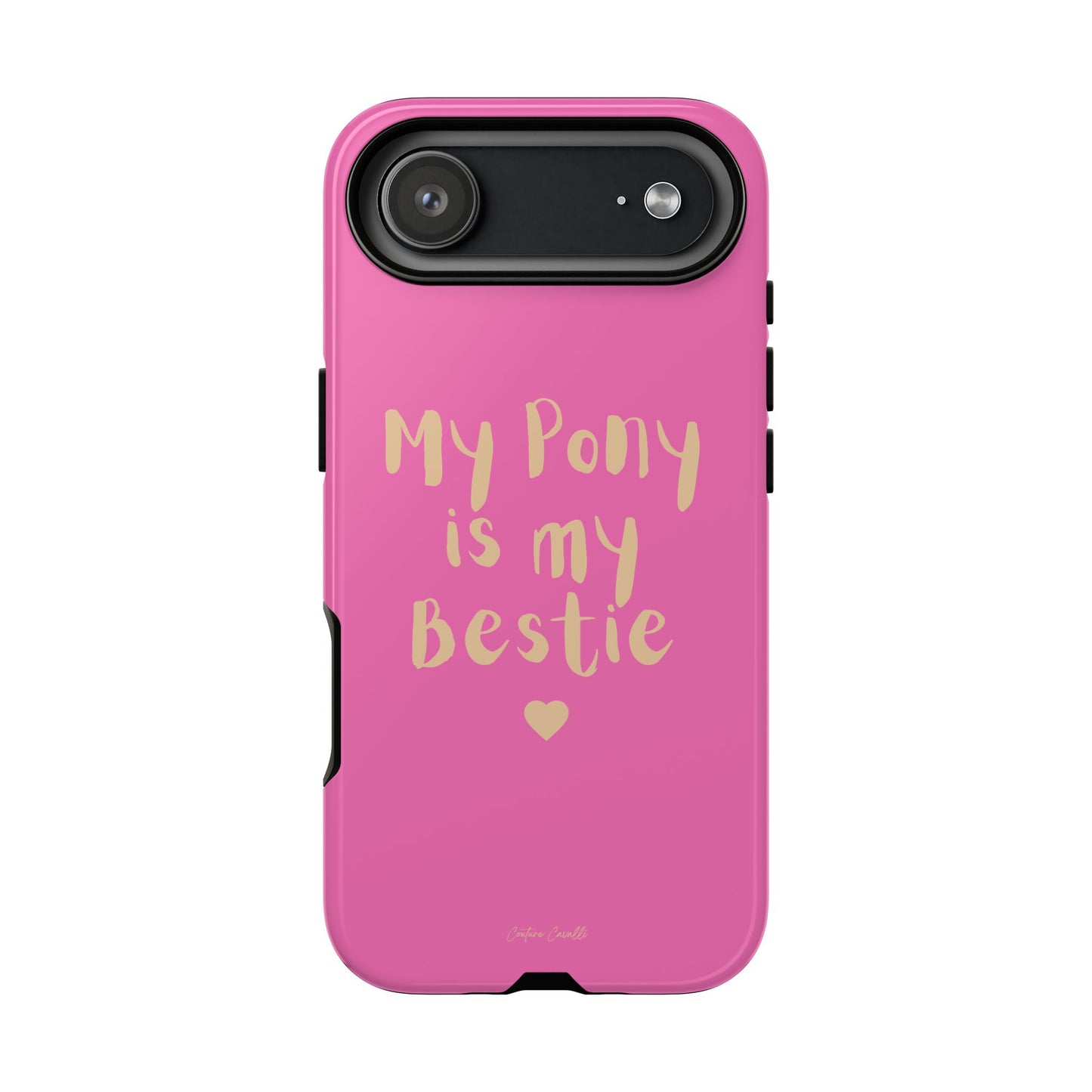 Pink 'My Pony Is My Bestie' Tough Phone Case I Handyhülle I Personalisiert mit Ponynamen