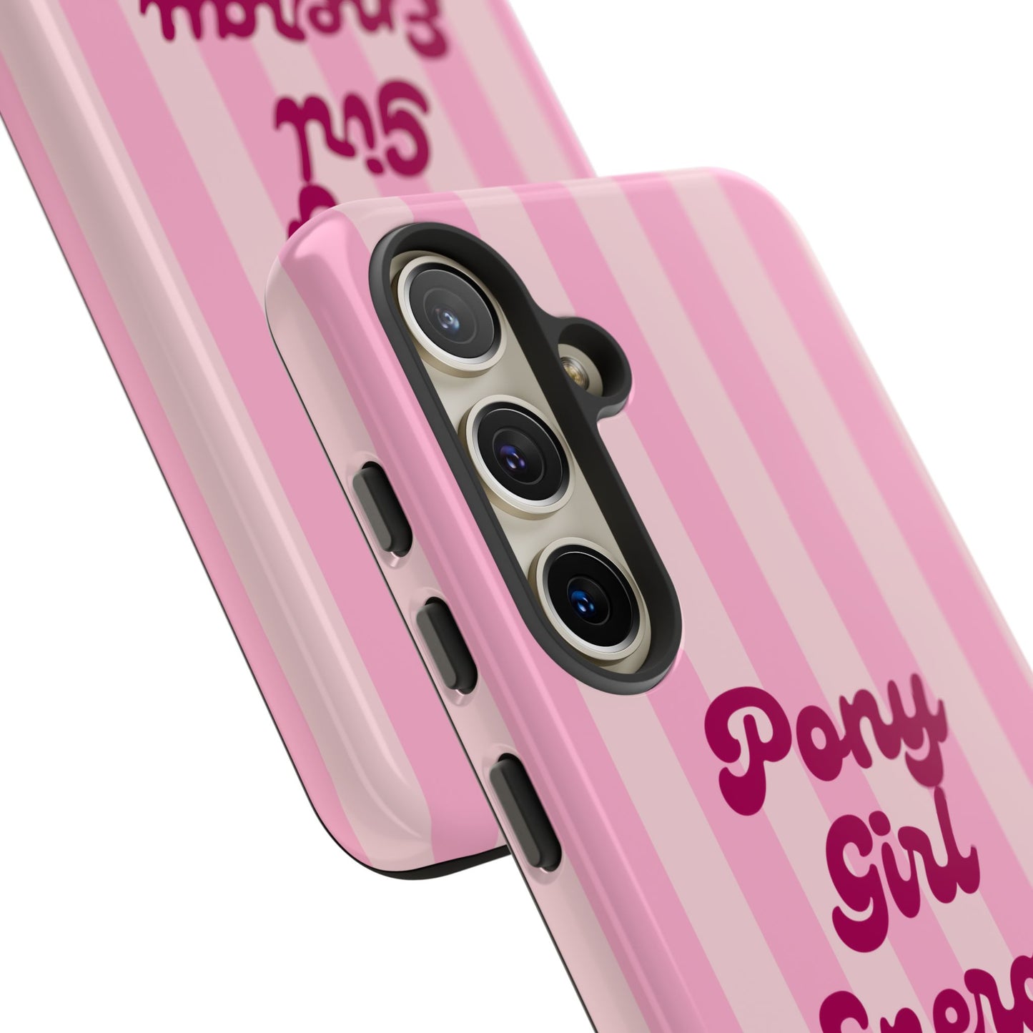 Pony Girl Energy Tough Phone Case — Pink Striped Protective Cover