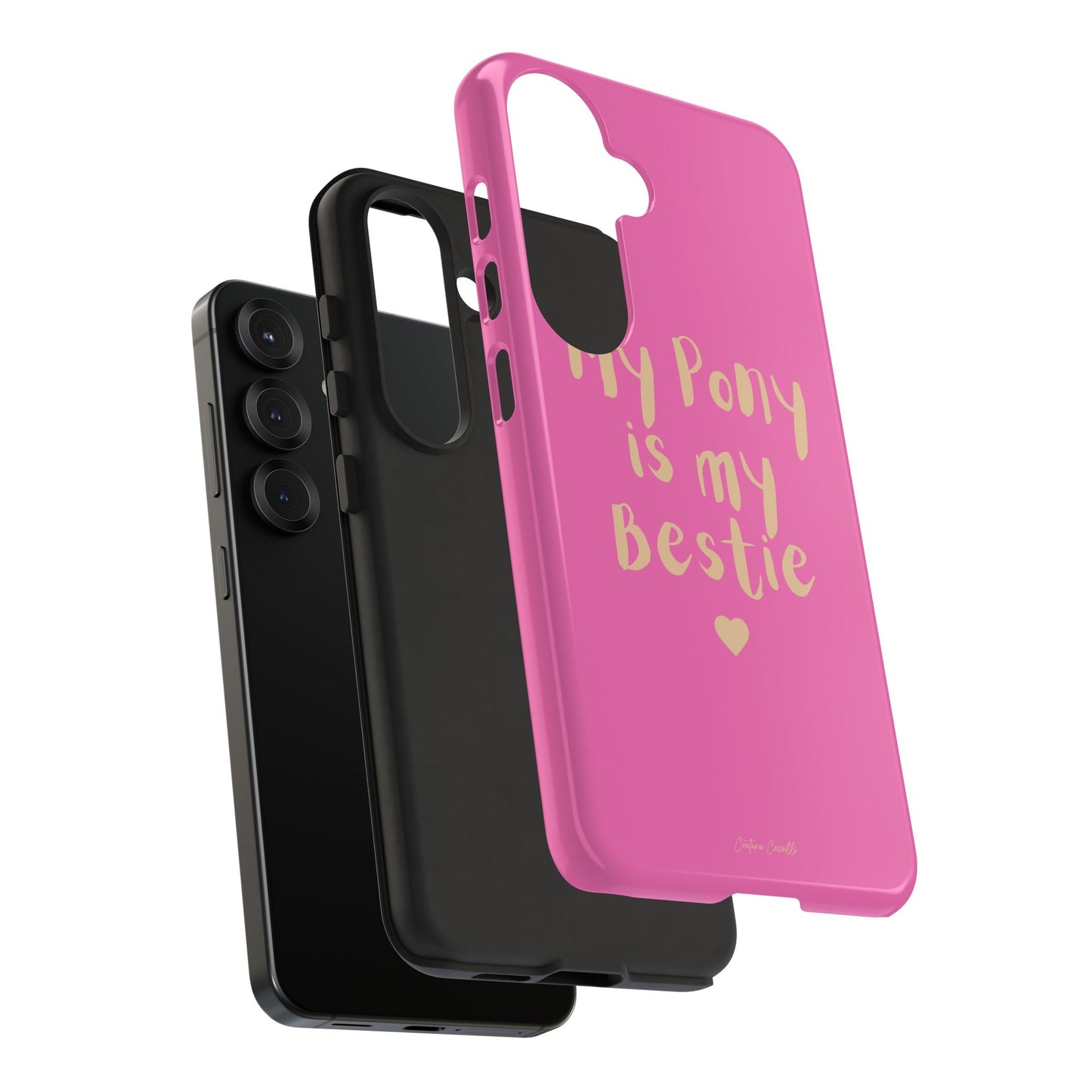 Pink 'My Pony Is My Bestie' Tough Phone Case I Handyhülle I Personalisiert mit Ponynamen