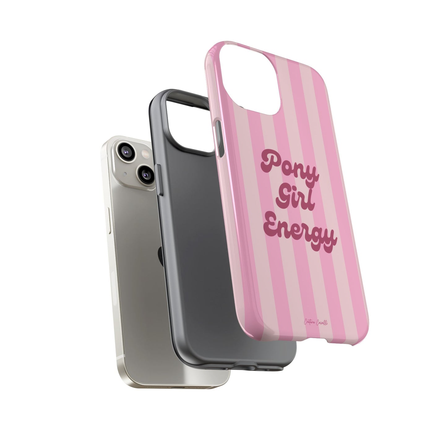 Pony Girl Energy Tough Phone Case — Pink Striped Protective Cover