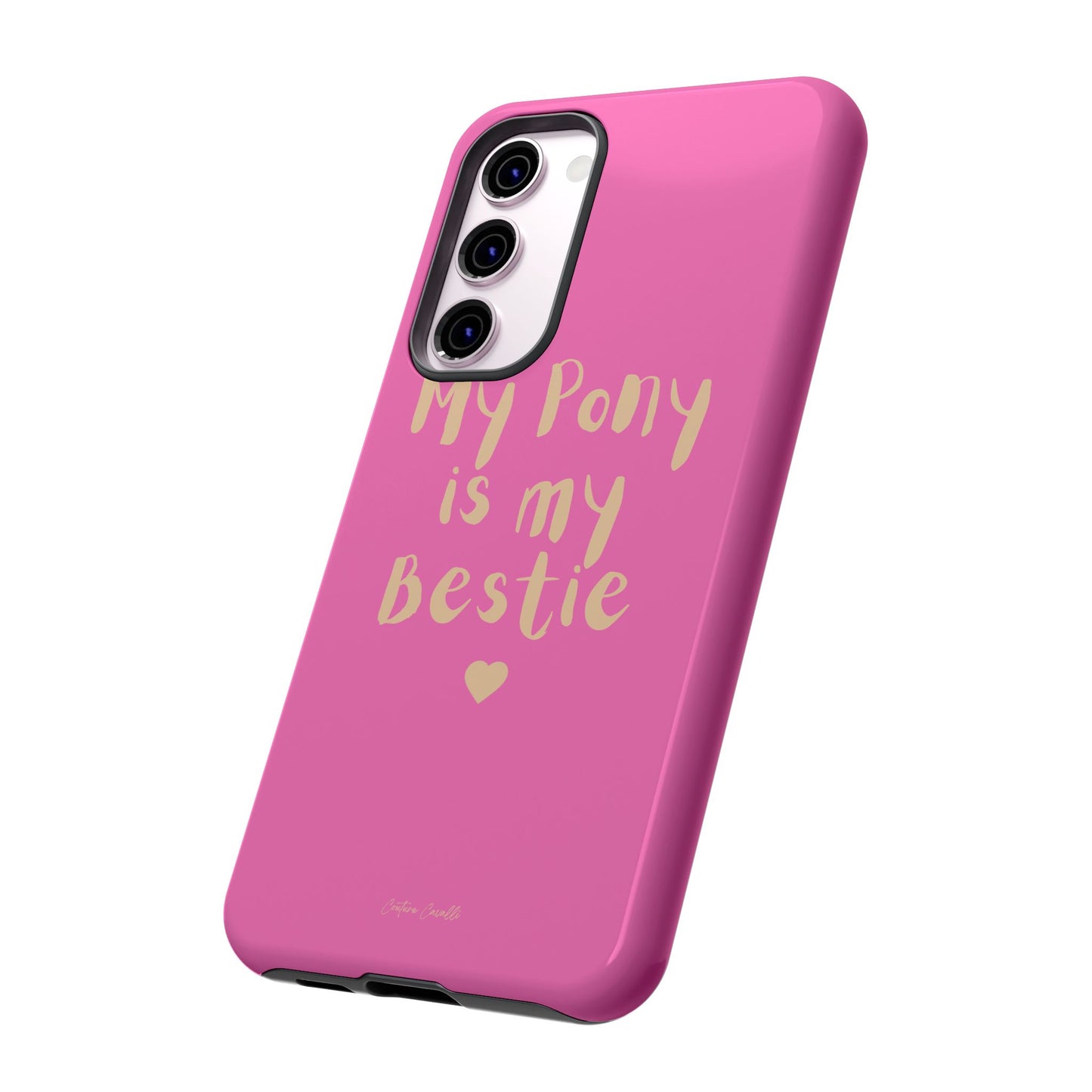 Pink 'My Pony Is My Bestie' Tough Phone Case I Handyhülle I Personalisiert mit Ponynamen