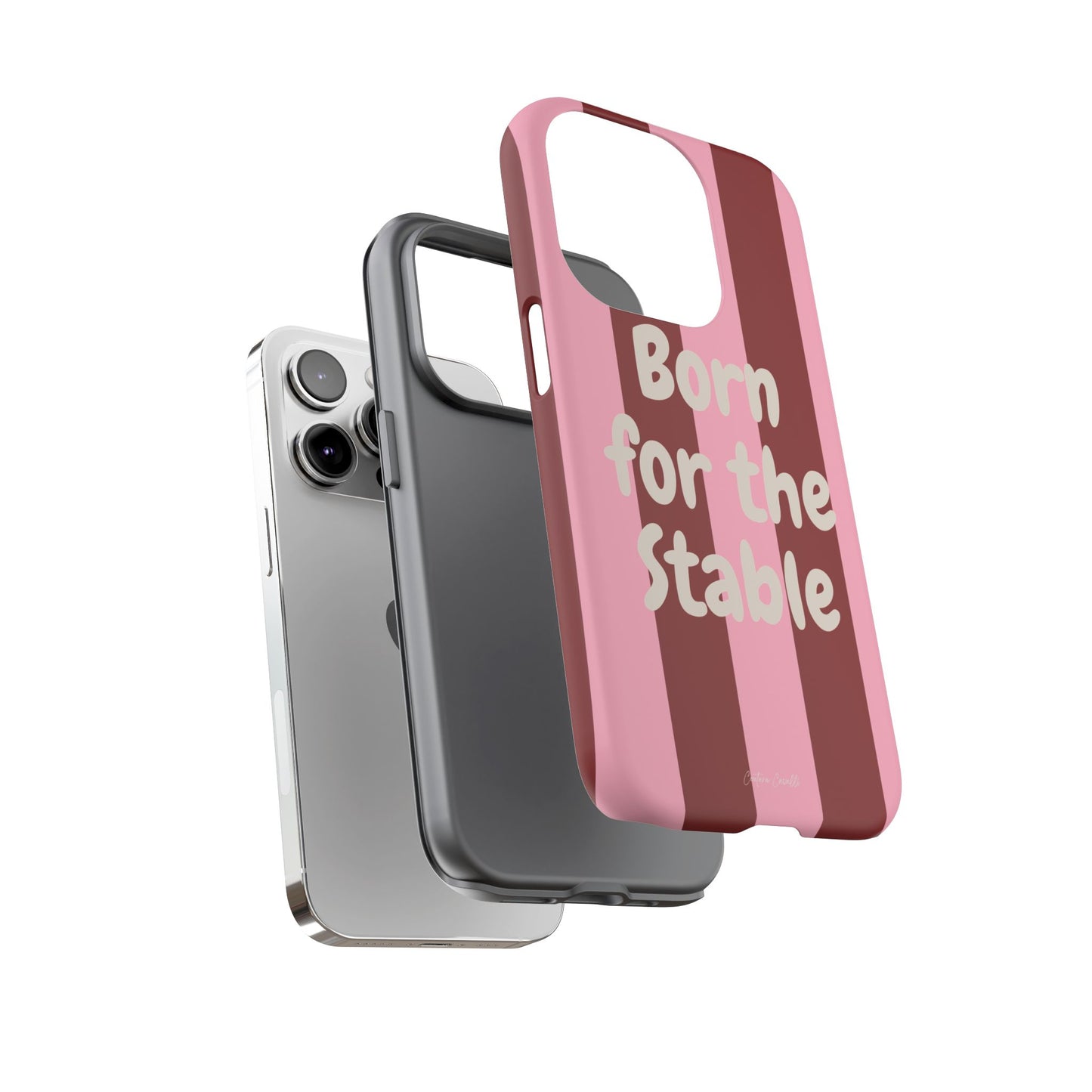 Phone Case — "Born for the Stable" Pink Striped Protective Tough Case