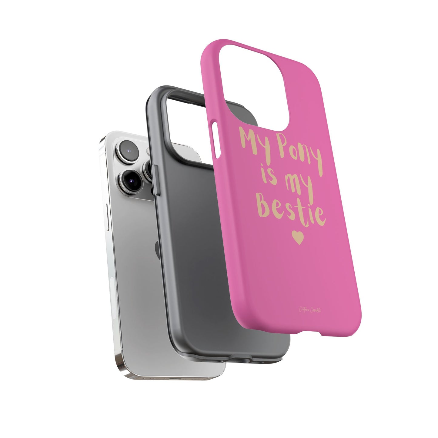 Pink 'My Pony Is My Bestie' Tough Phone Case I Handyhülle I Personalisiert mit Ponynamen