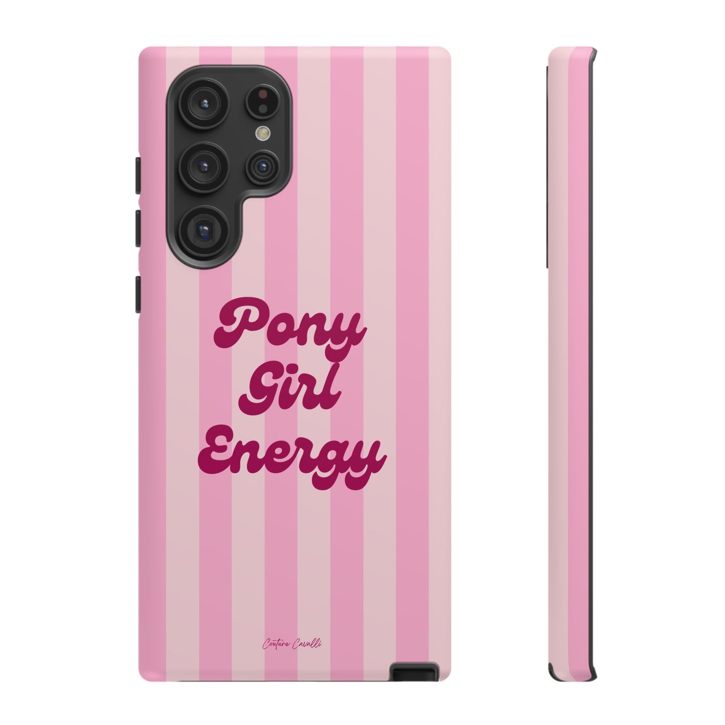 Pony Girl Energy Tough Phone Case — Pink Striped Protective Cover