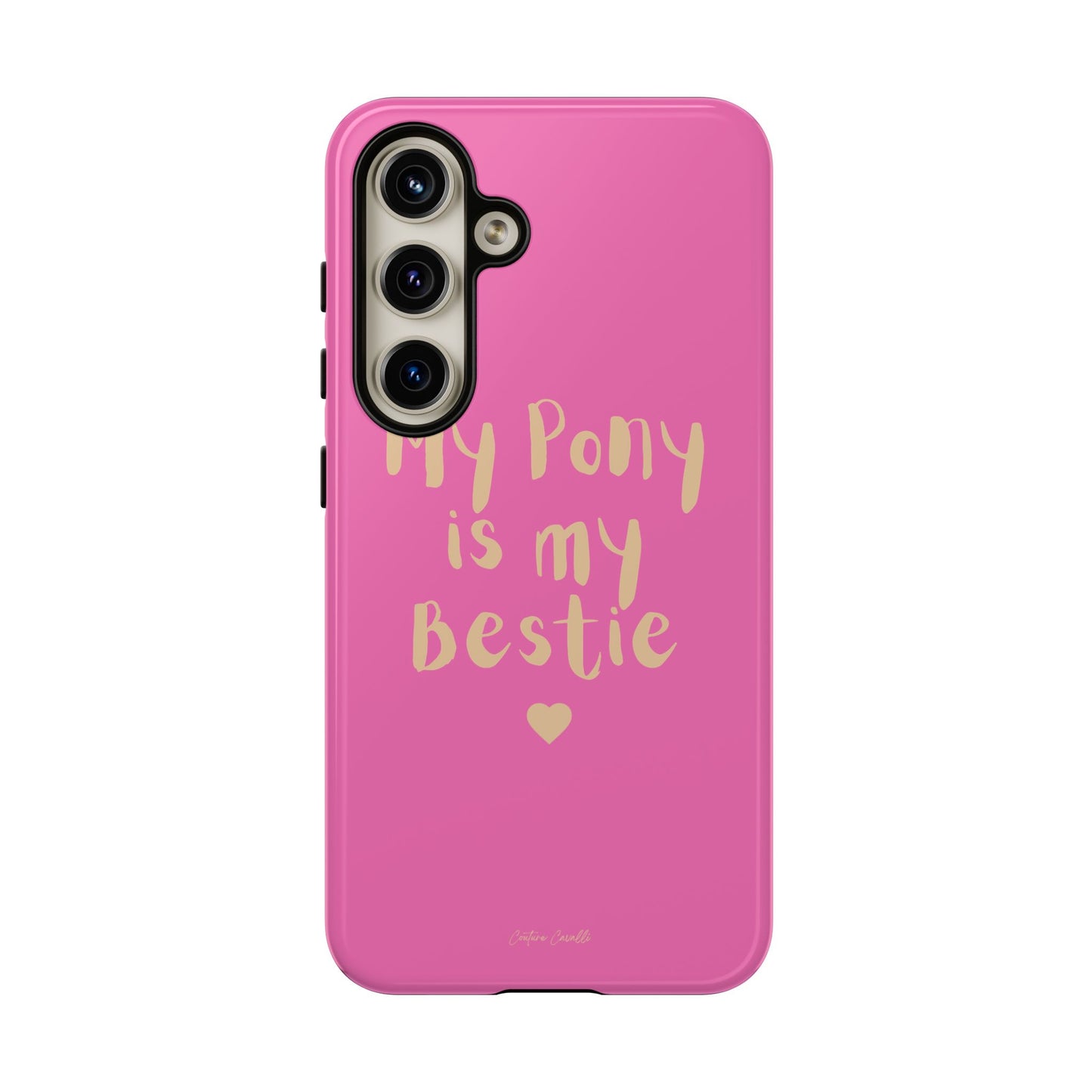 Pink 'My Pony Is My Bestie' Tough Phone Case I Handyhülle I Personalisiert mit Ponynamen