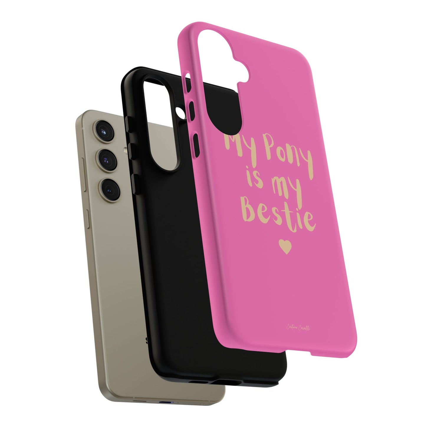 Pink 'My Pony Is My Bestie' Tough Phone Case I Handyhülle I Personalisiert mit Ponynamen
