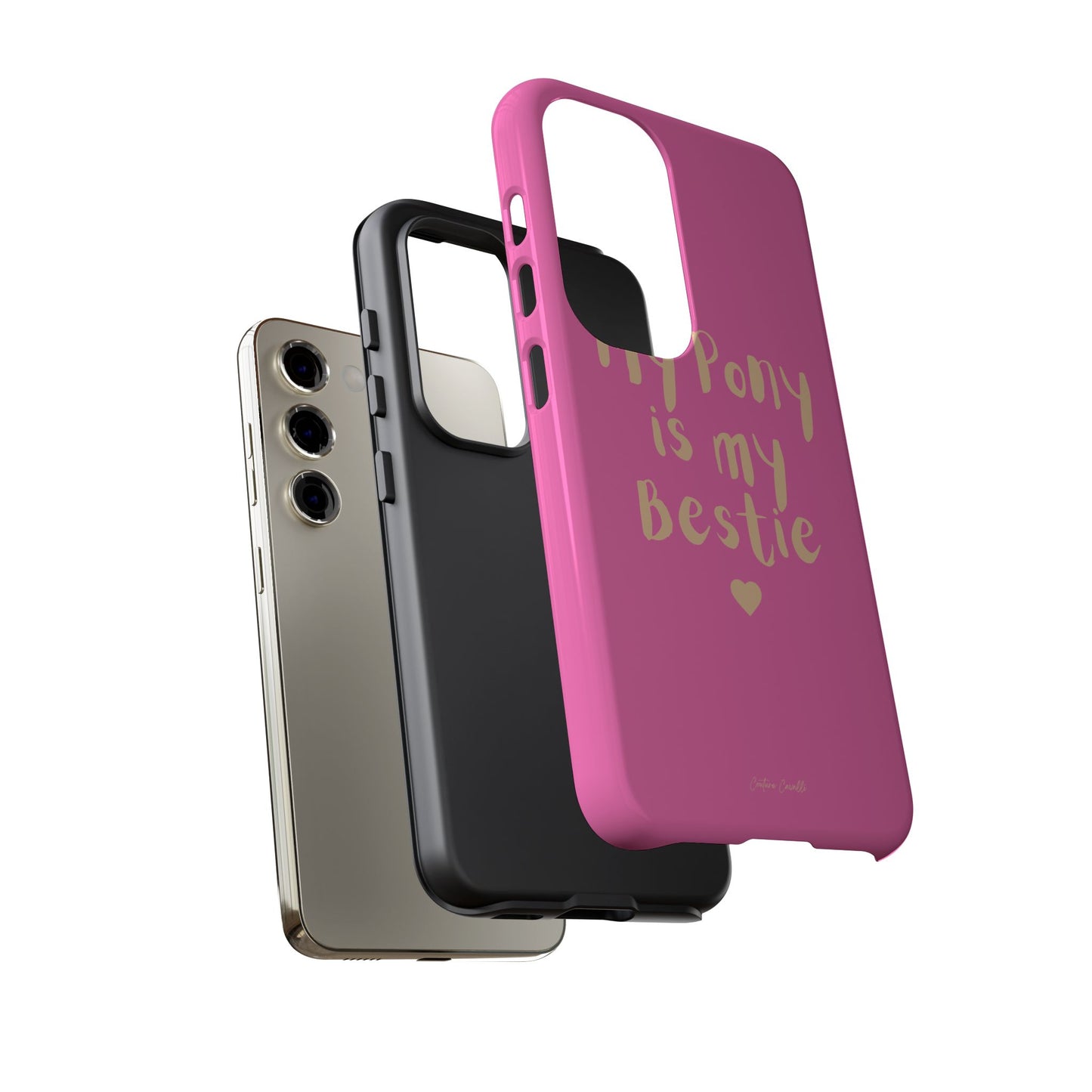 Pink 'My Pony Is My Bestie' Tough Phone Case I Handyhülle I Personalisiert mit Ponynamen
