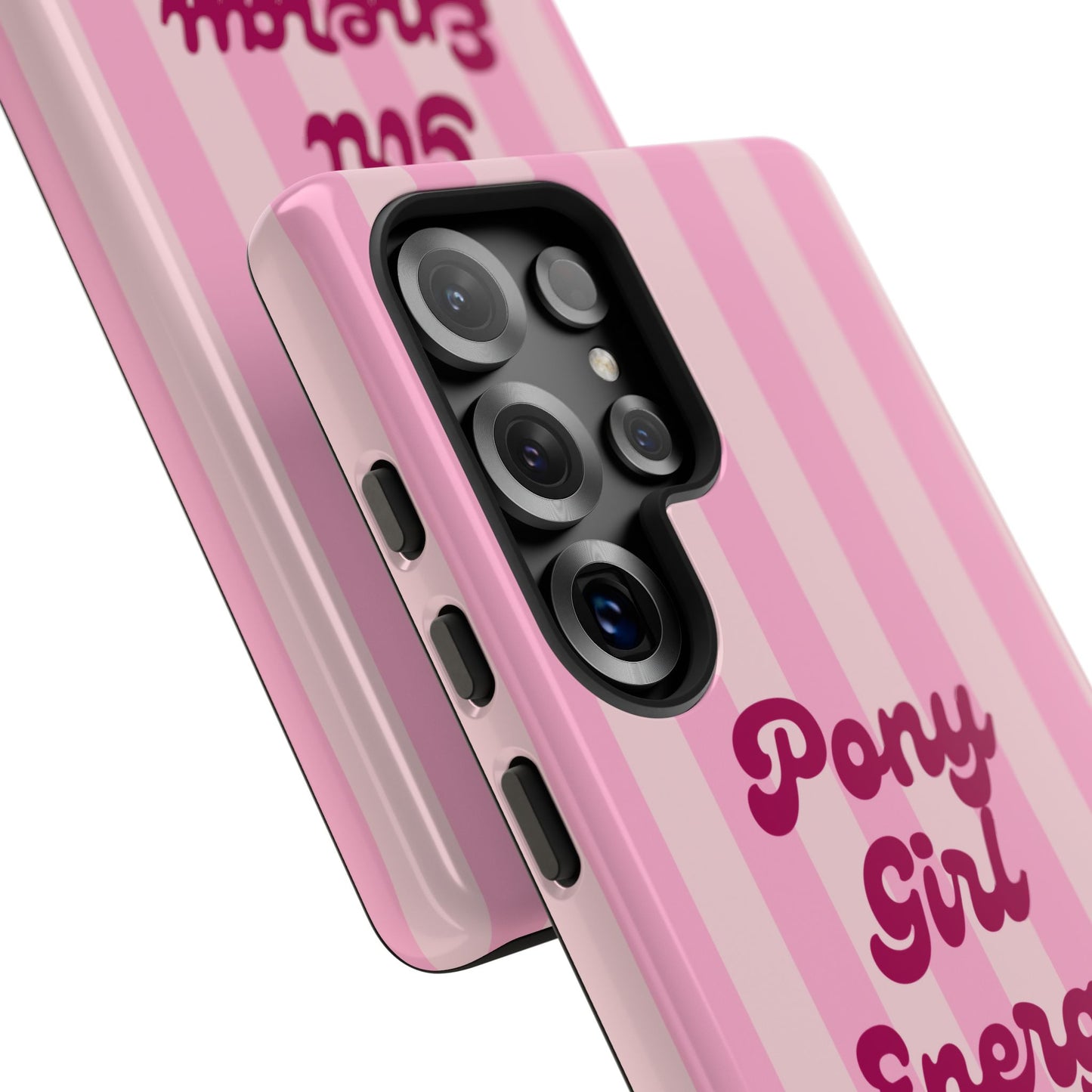 Pony Girl Energy Tough Phone Case — Pink Striped Protective Cover