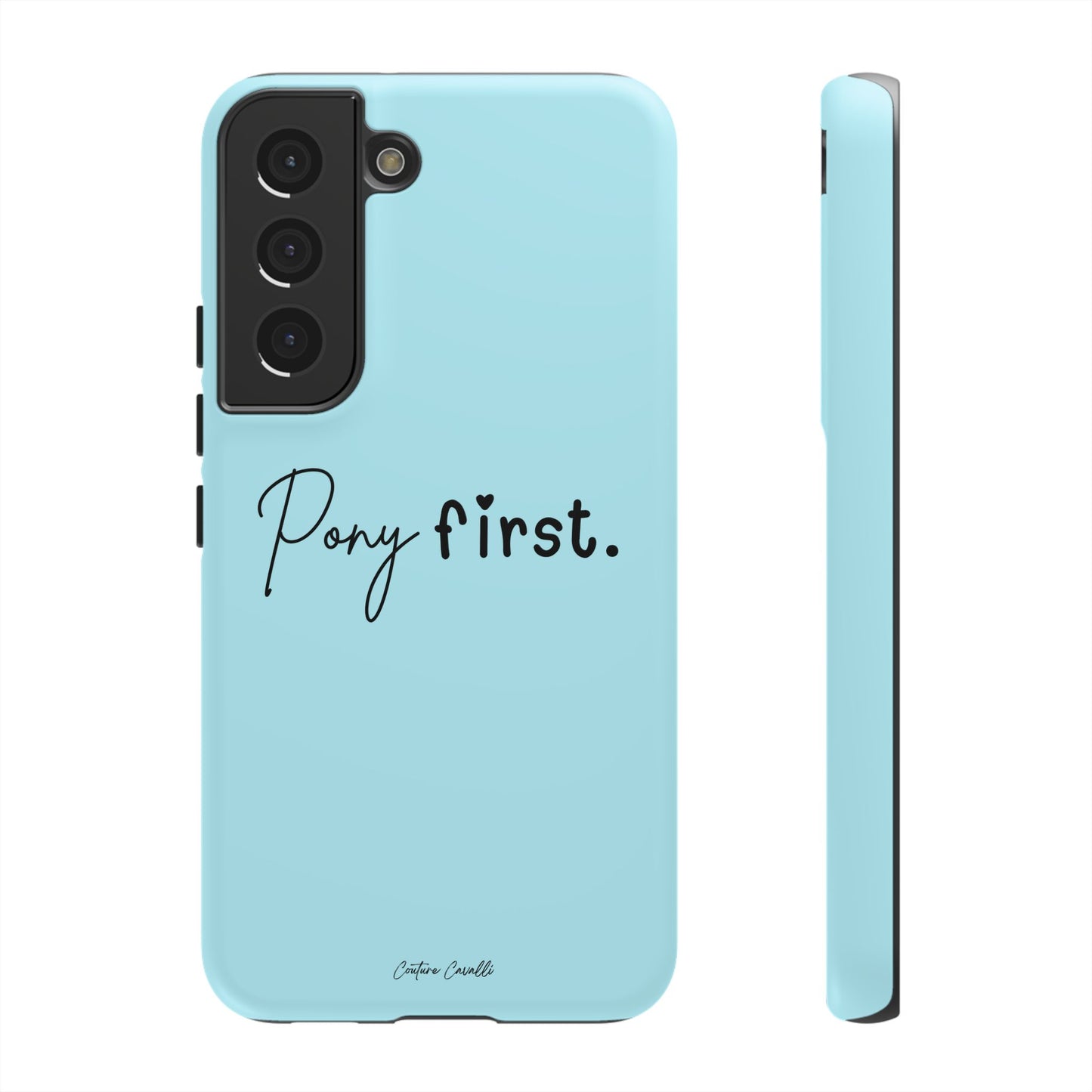 Pony First Phone Case - Protective Tough iPhone Cover with Minimalist Equestrian Script