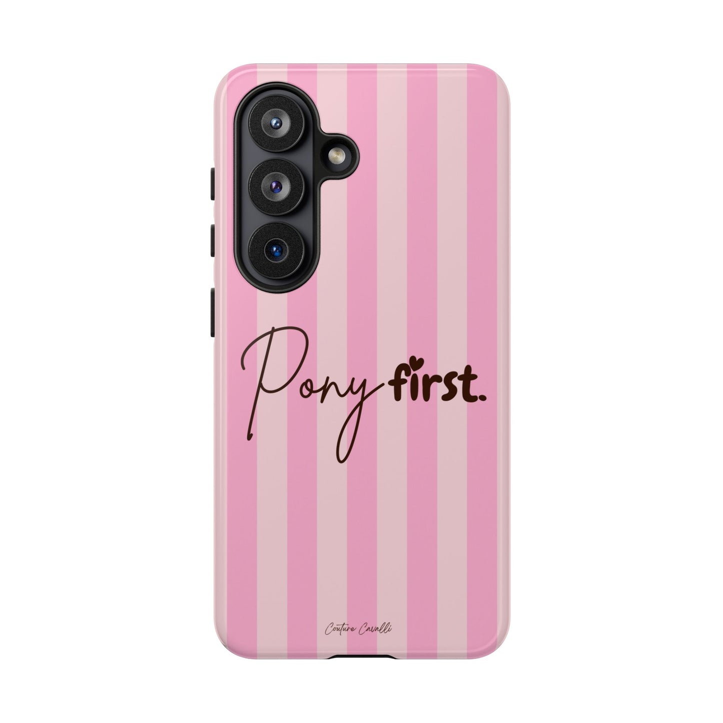 Pony First Phone Case — Pink Striped Tough Case for Horse Lovers