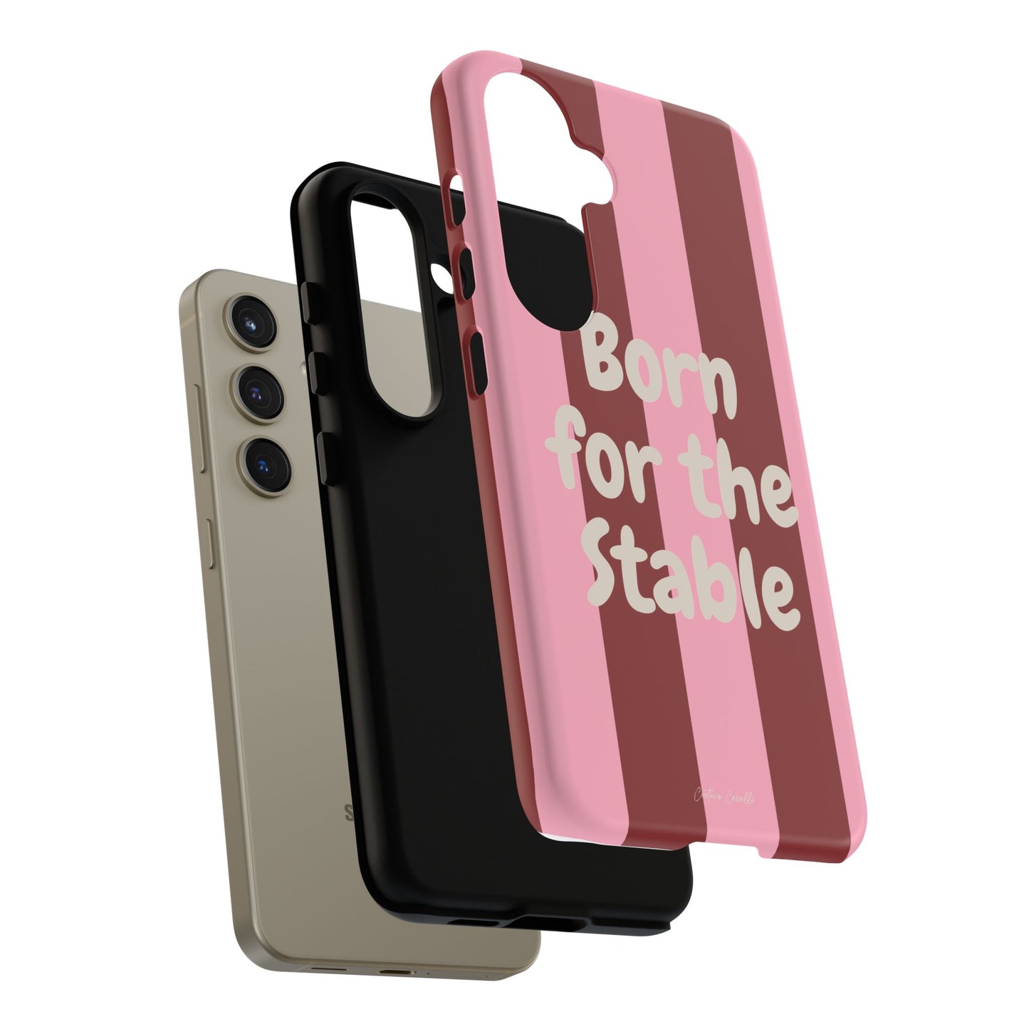 Phone Case — "Born for the Stable" Pink Striped Protective Tough Case