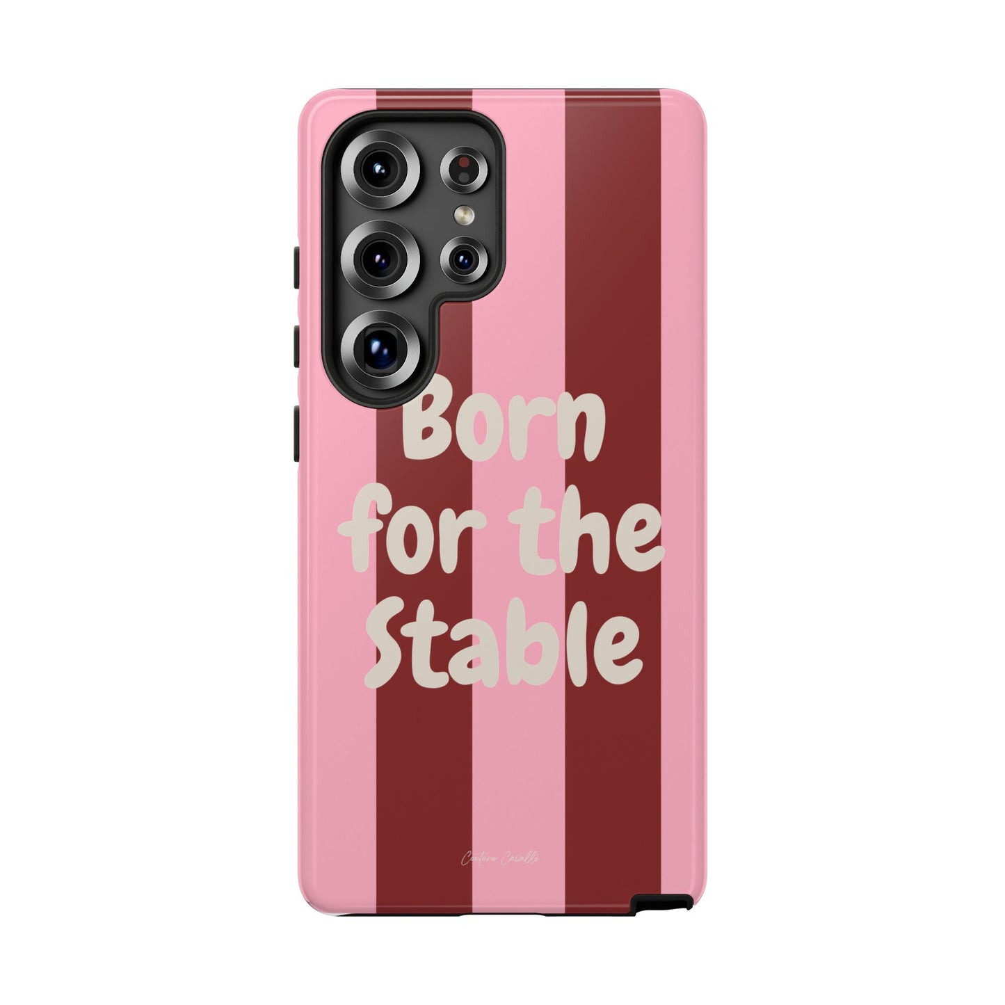 Phone Case — "Born for the Stable" Pink Striped Protective Tough Case