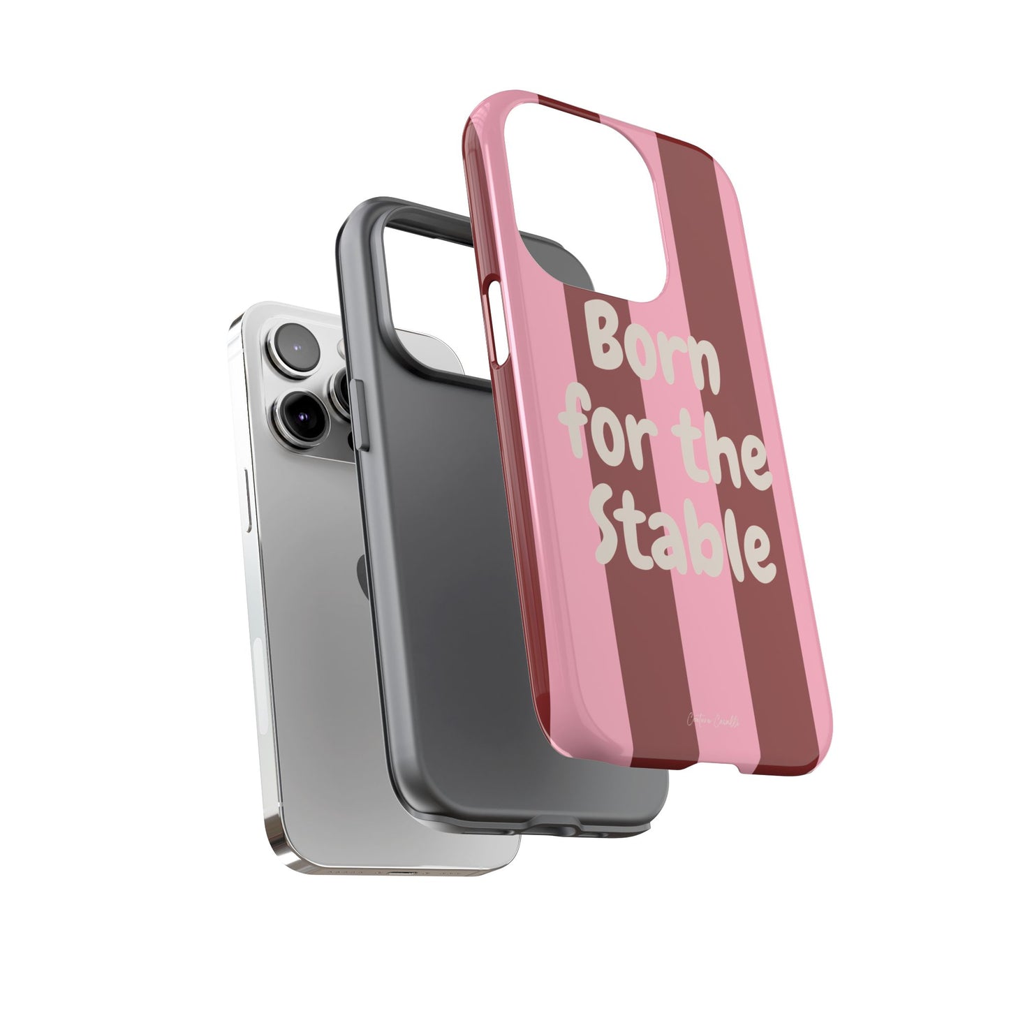 Phone Case — "Born for the Stable" Pink Striped Protective Tough Case