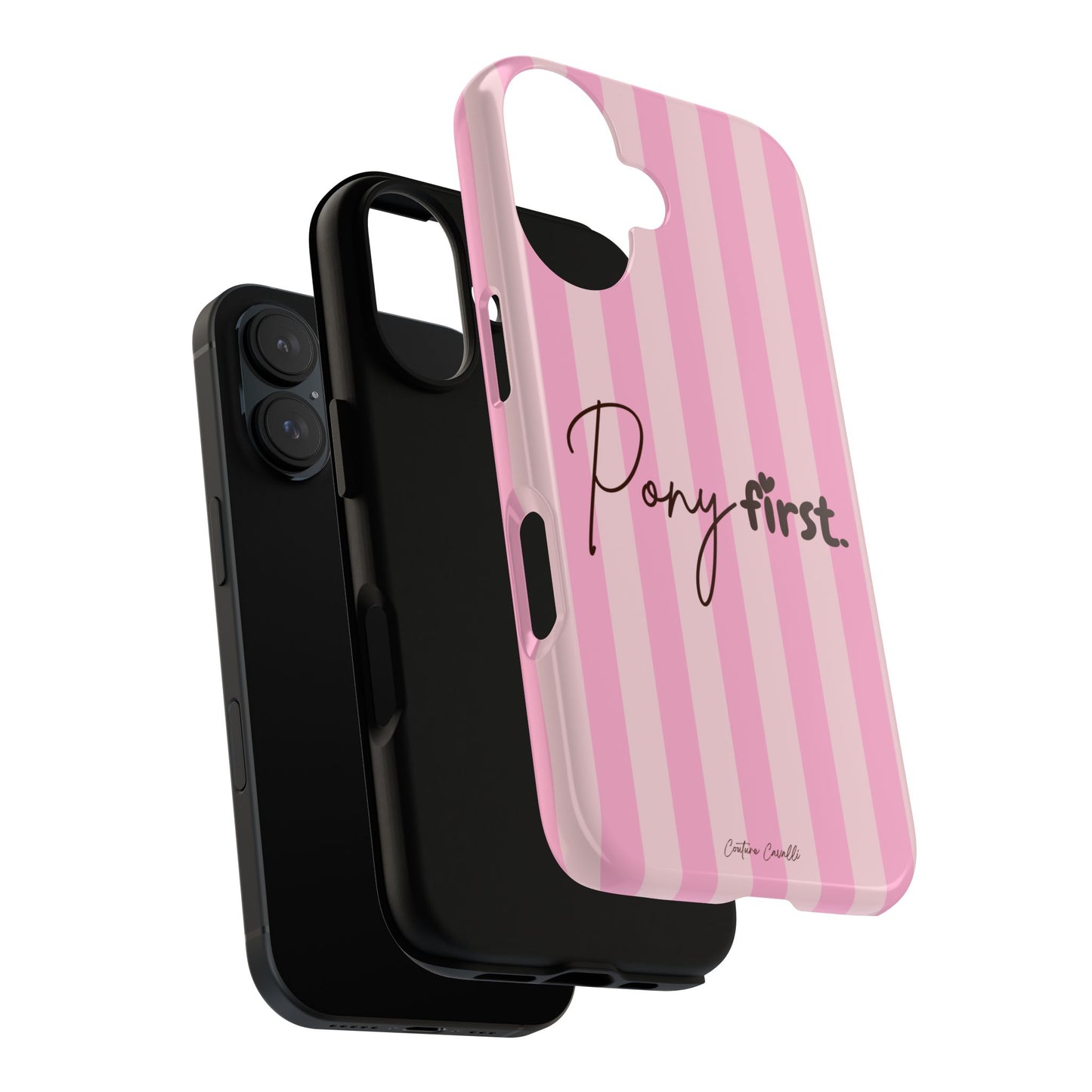 Pony First Phone Case — Pink Striped Tough Case for Horse Lovers