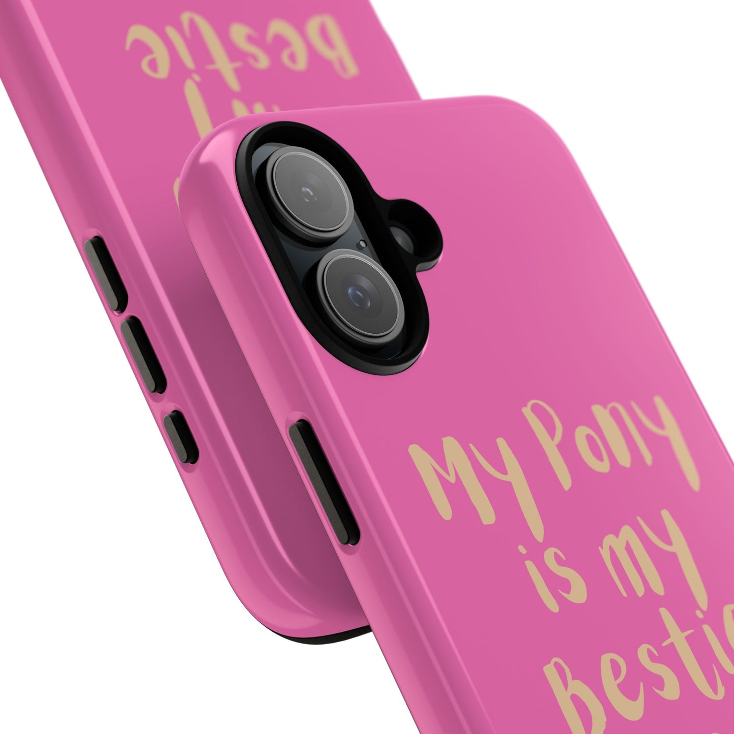 Pink 'My Pony Is My Bestie' Tough Phone Case I Handyhülle I Personalisiert mit Ponynamen