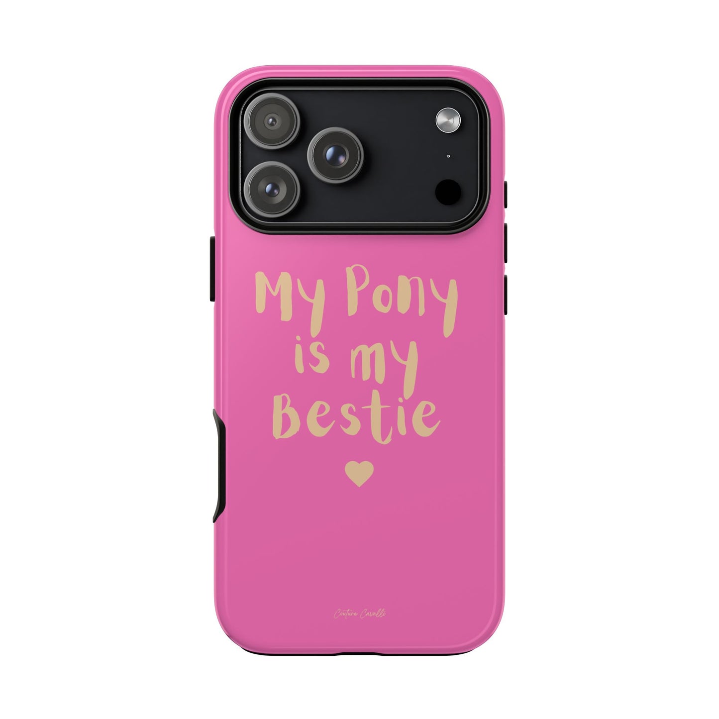 Pink 'My Pony Is My Bestie' Tough Phone Case I Handyhülle I Personalisiert mit Ponynamen