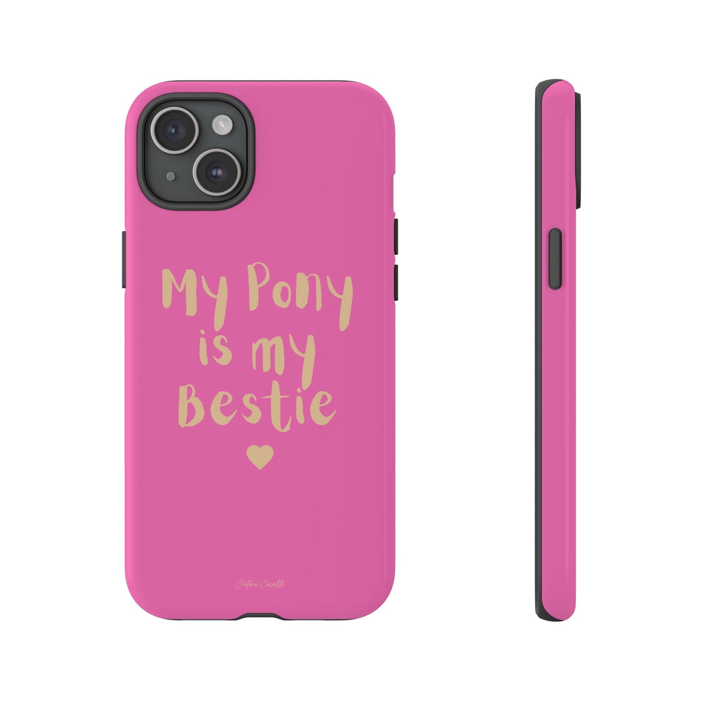 Pink 'My Pony Is My Bestie' Tough Phone Case I Handyhülle I Personalisiert mit Ponynamen