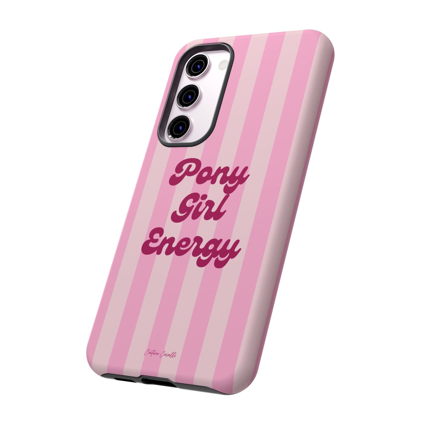 Pony Girl Energy Tough Phone Case — Pink Striped Protective Cover