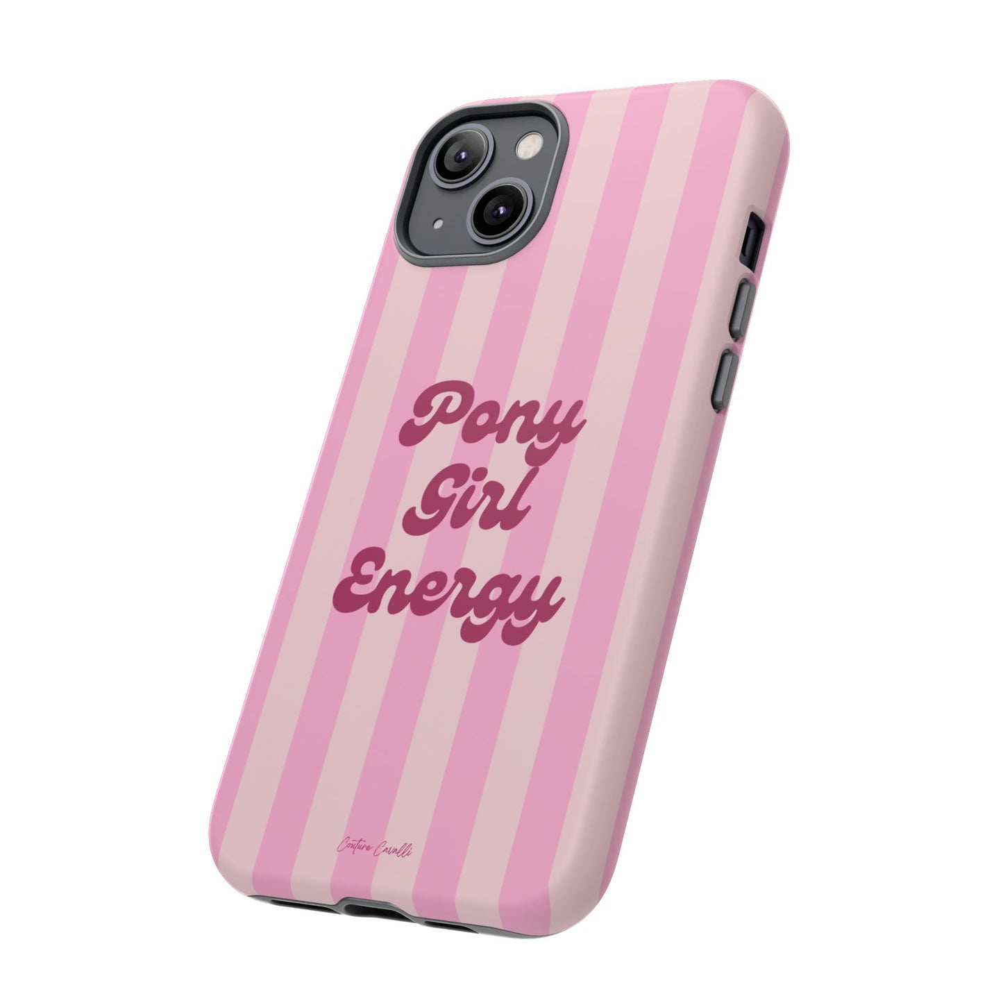 Pony Girl Energy Tough Phone Case — Pink Striped Protective Cover