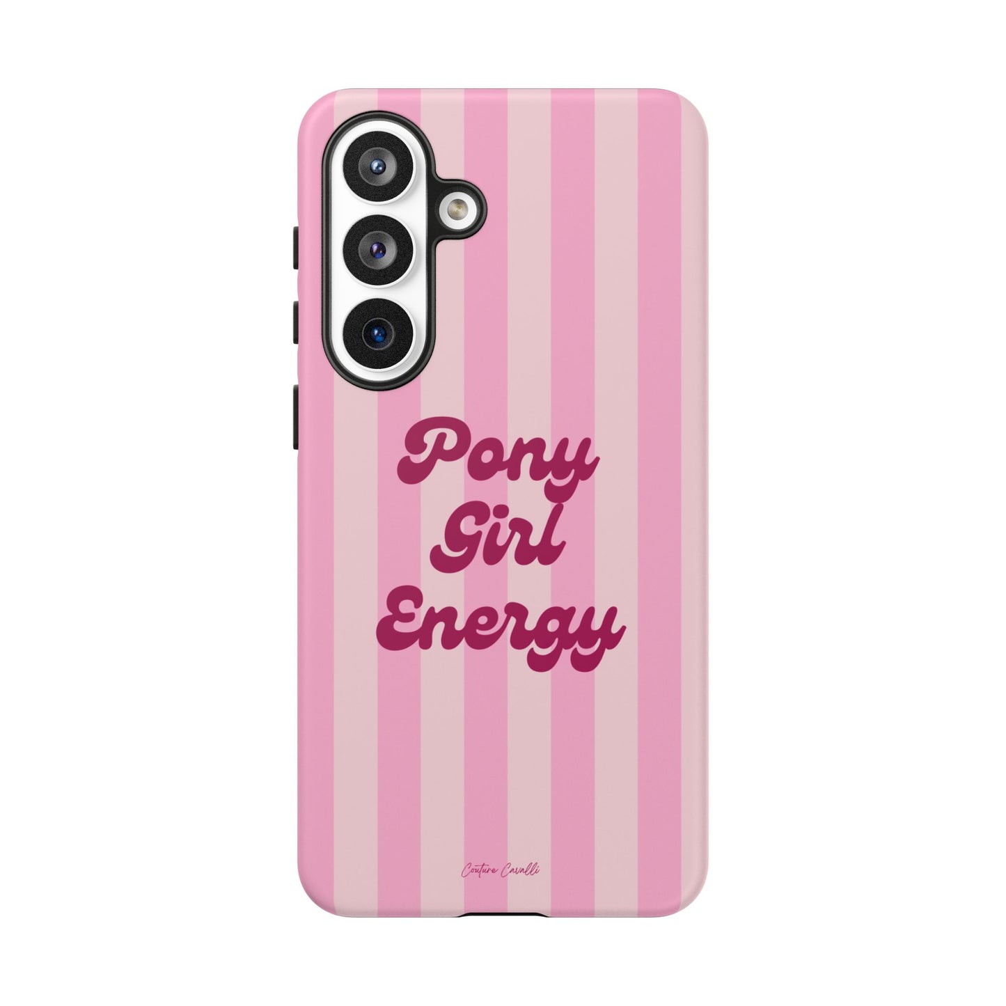 Pony Girl Energy Tough Phone Case — Pink Striped Protective Cover