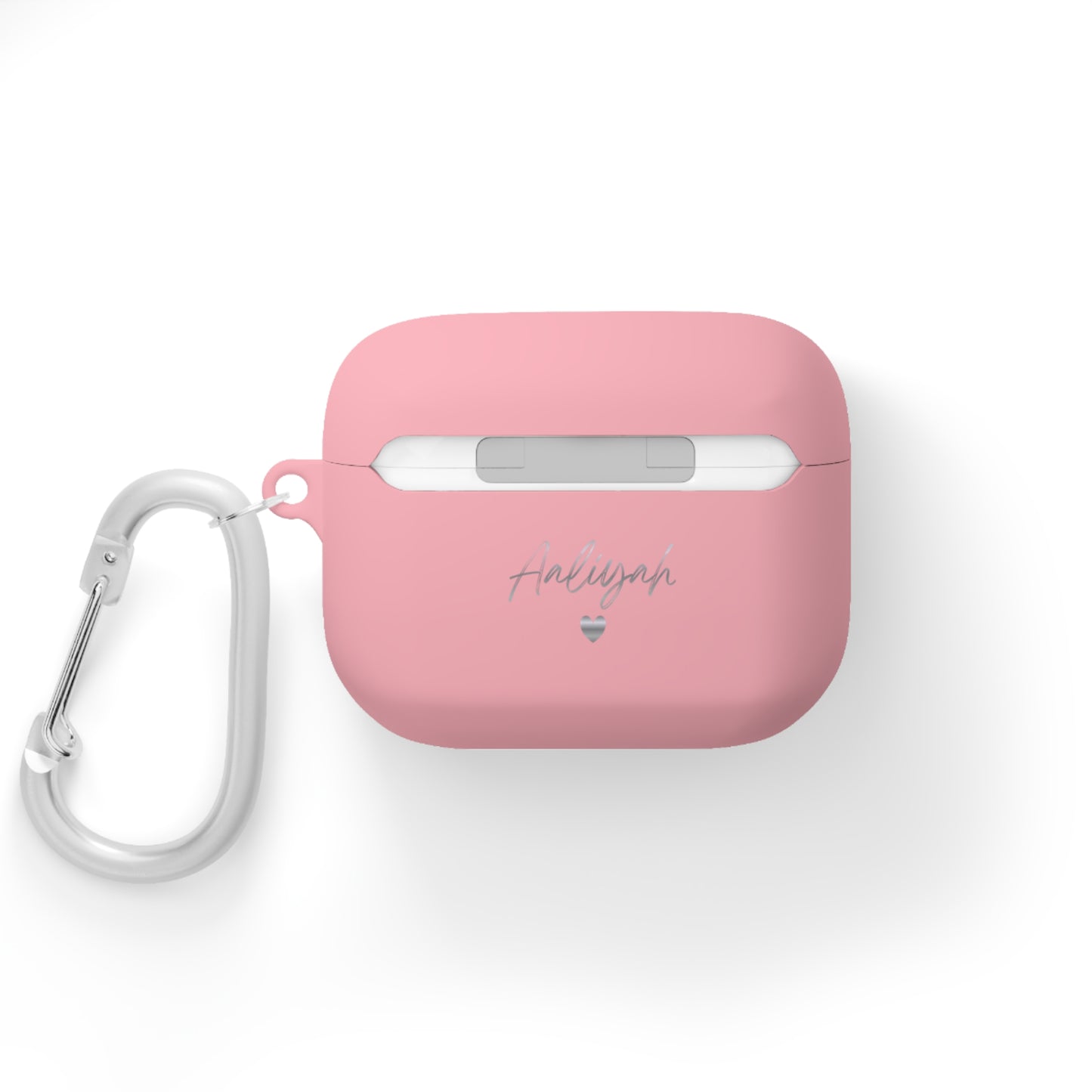 Minimal Personalized AirPods Case Cover — Custom Name Script with Carabiner