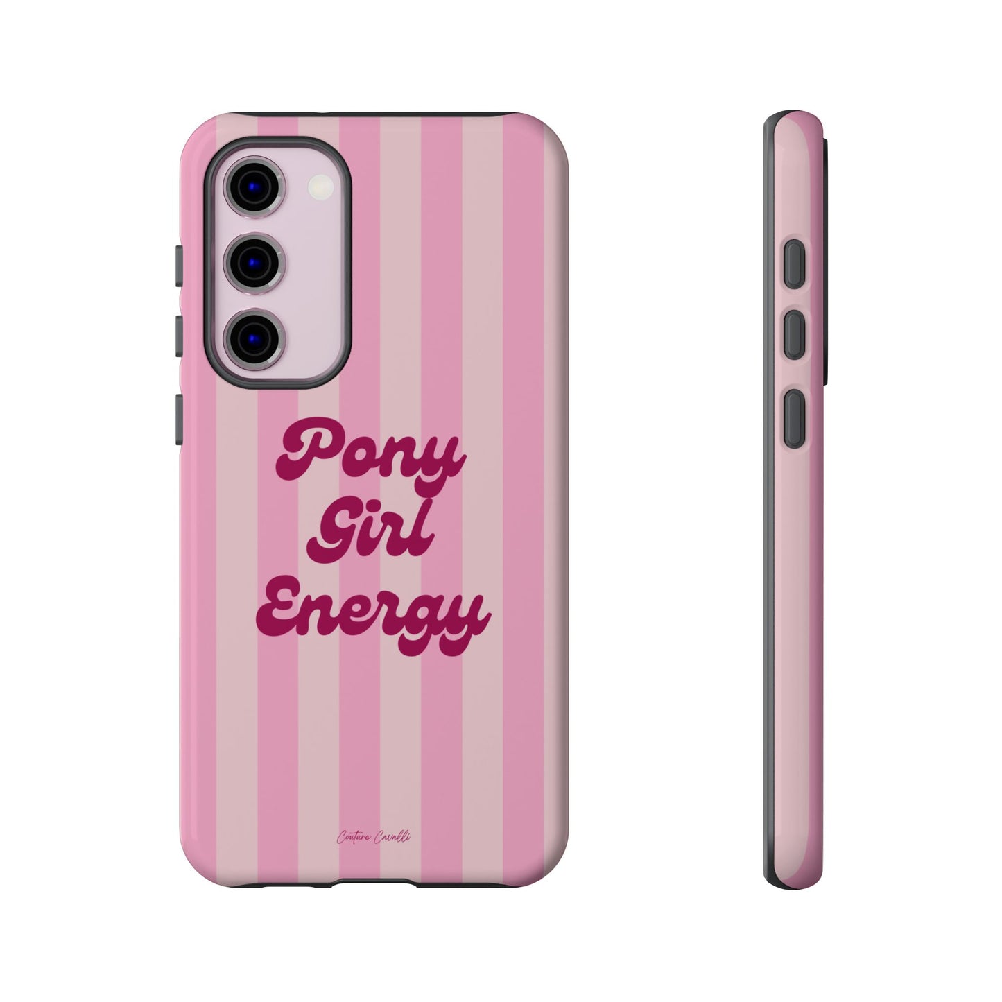 Pony Girl Energy Tough Phone Case — Pink Striped Protective Cover