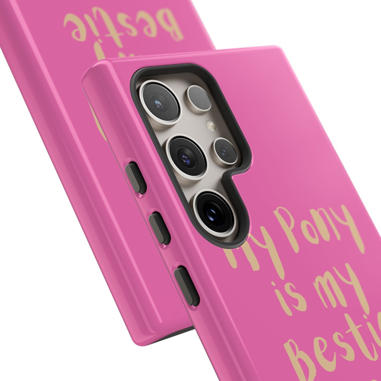 Pink 'My Pony Is My Bestie' Tough Phone Case I Handyhülle I Personalisiert mit Ponynamen