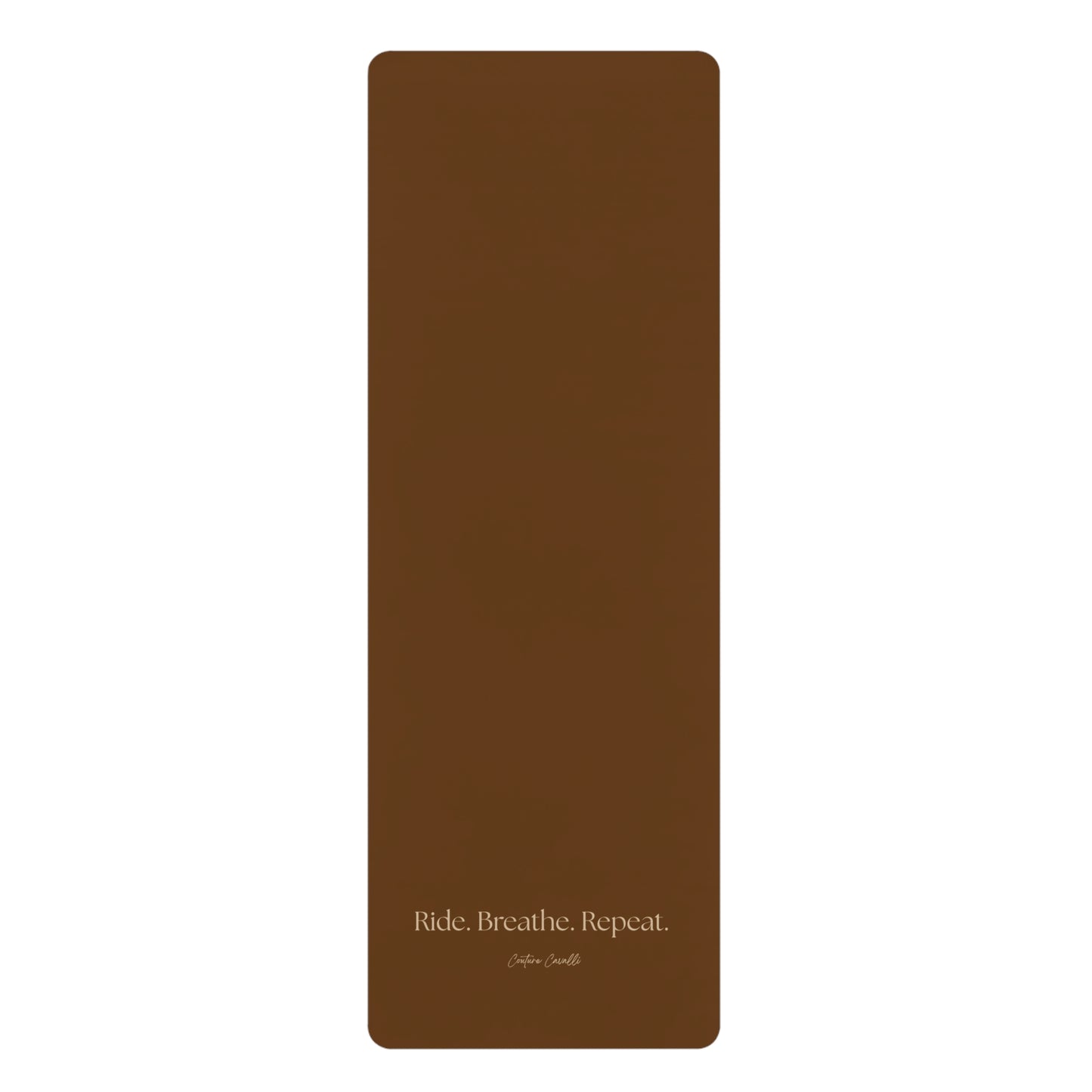 Rubber Yoga Mat — 'Ride. Breathe. Repeat.' Minimal Brown Grip Mat for Cyclists & Yoga