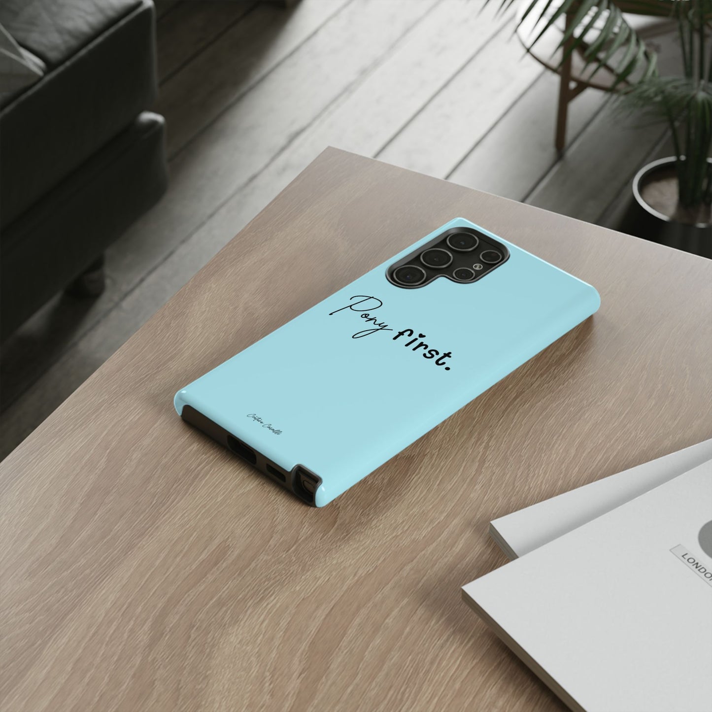 Pony First Phone Case - Protective Tough iPhone Cover with Minimalist Equestrian Script