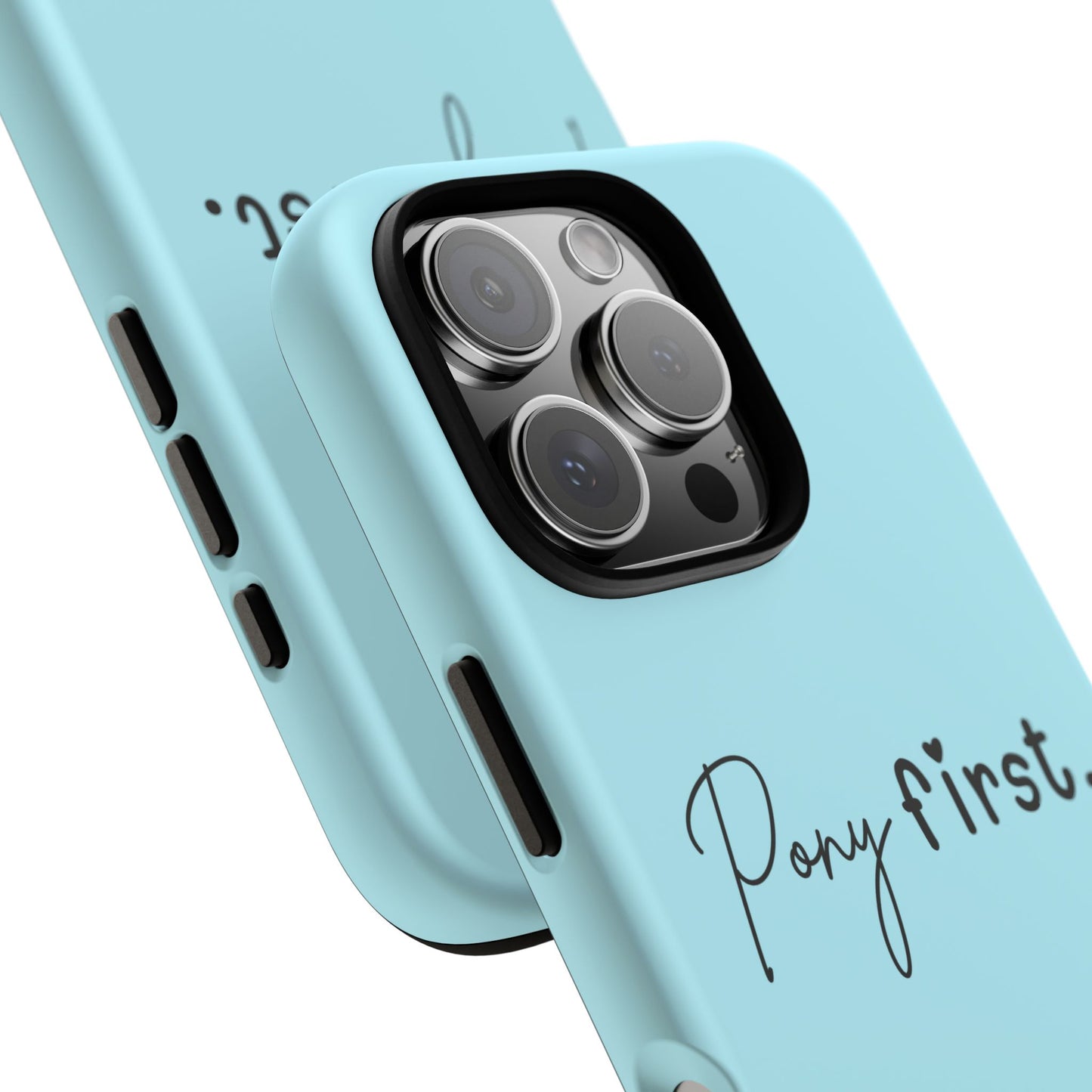 Pony First Phone Case - Protective Tough iPhone Cover with Minimalist Equestrian Script