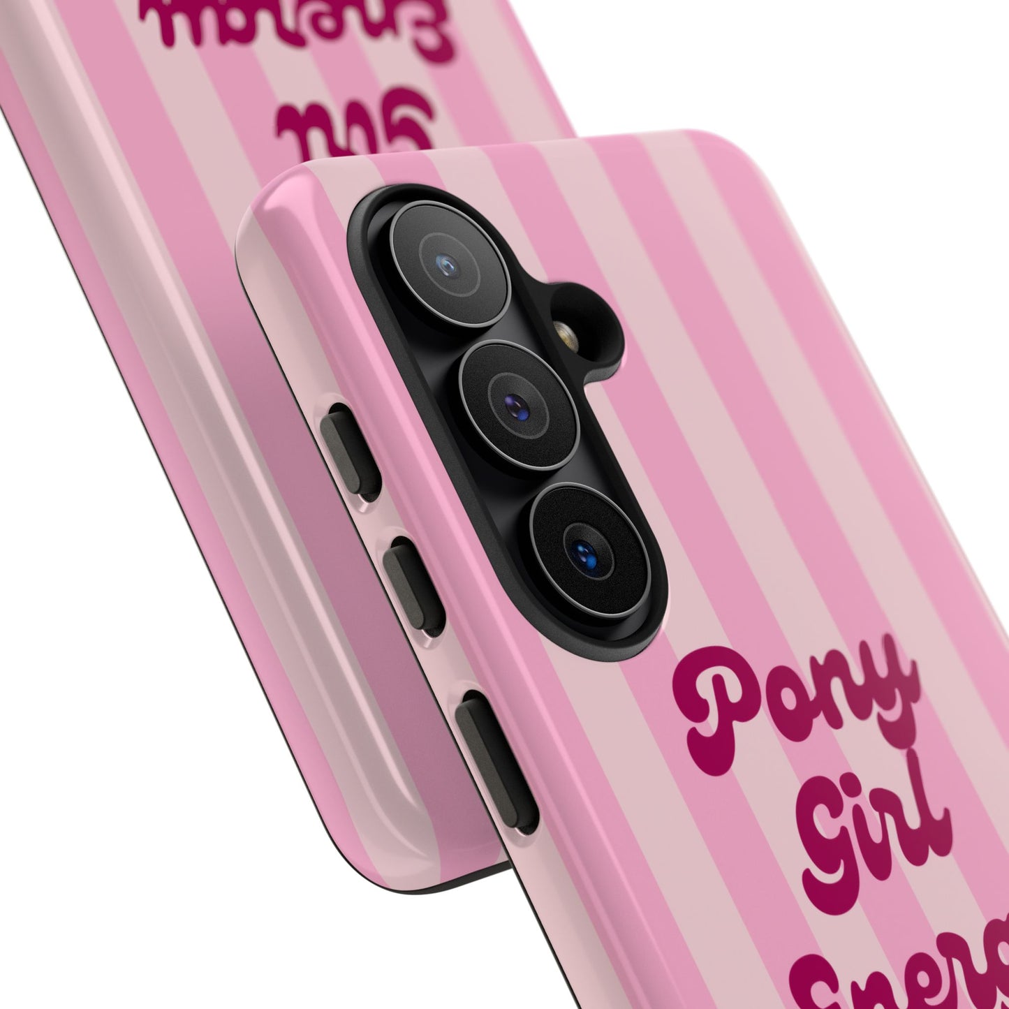 Pony Girl Energy Tough Phone Case — Pink Striped Protective Cover