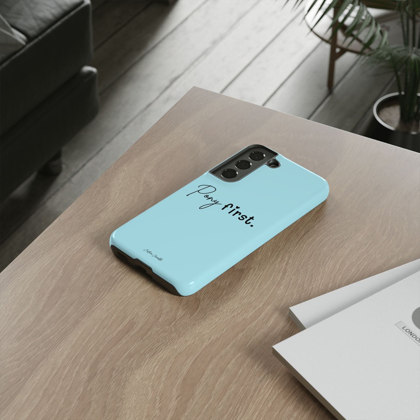 Pony First Phone Case - Protective Tough iPhone Cover with Minimalist Equestrian Script