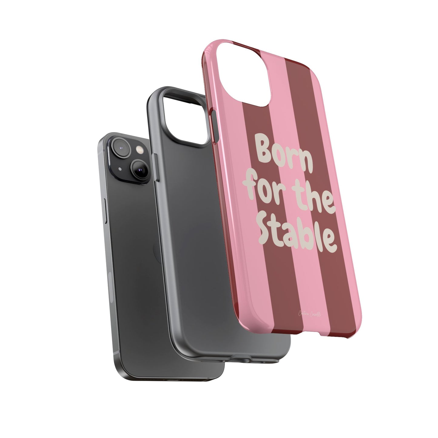 Phone Case — "Born for the Stable" Pink Striped Protective Tough Case