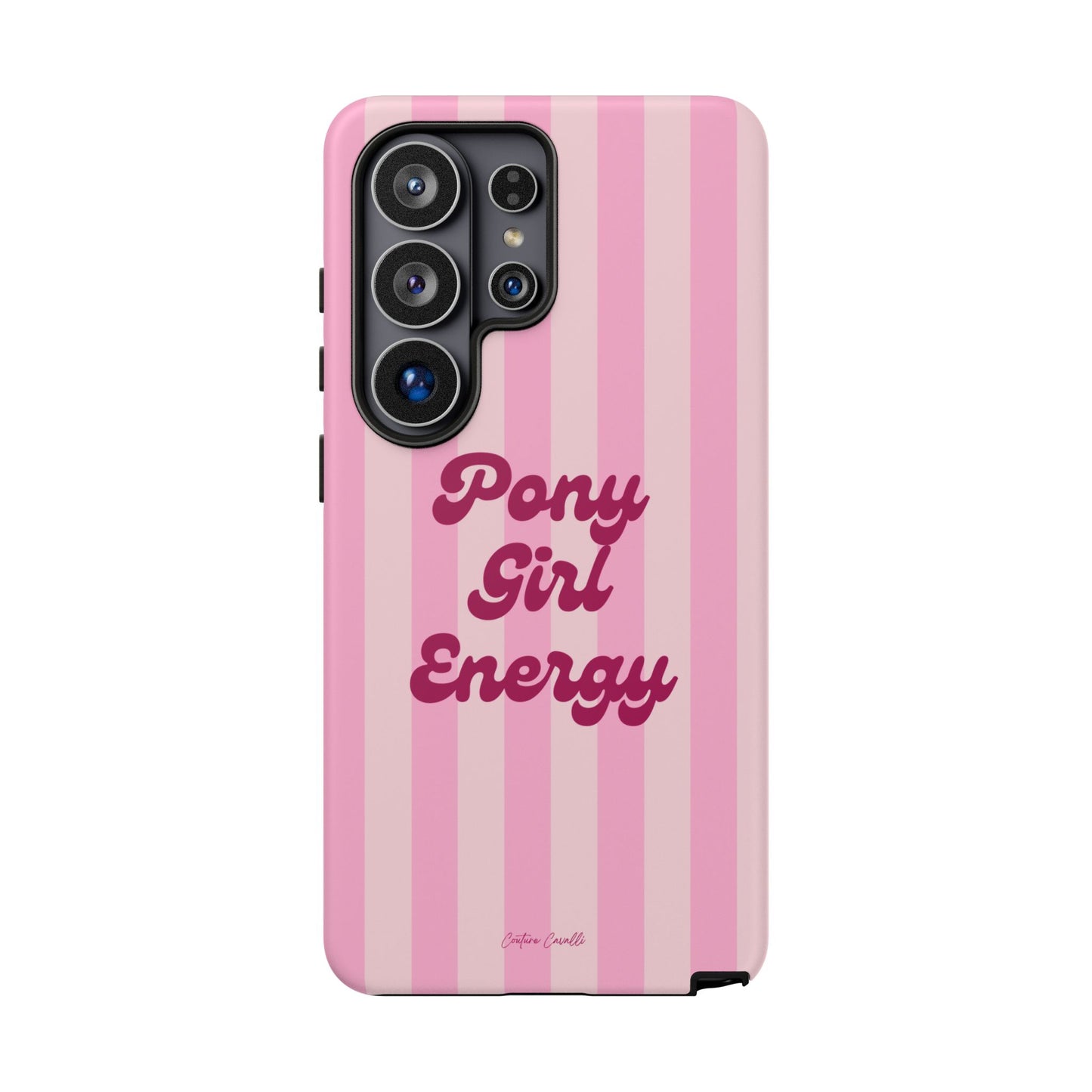 Pony Girl Energy Tough Phone Case — Pink Striped Protective Cover
