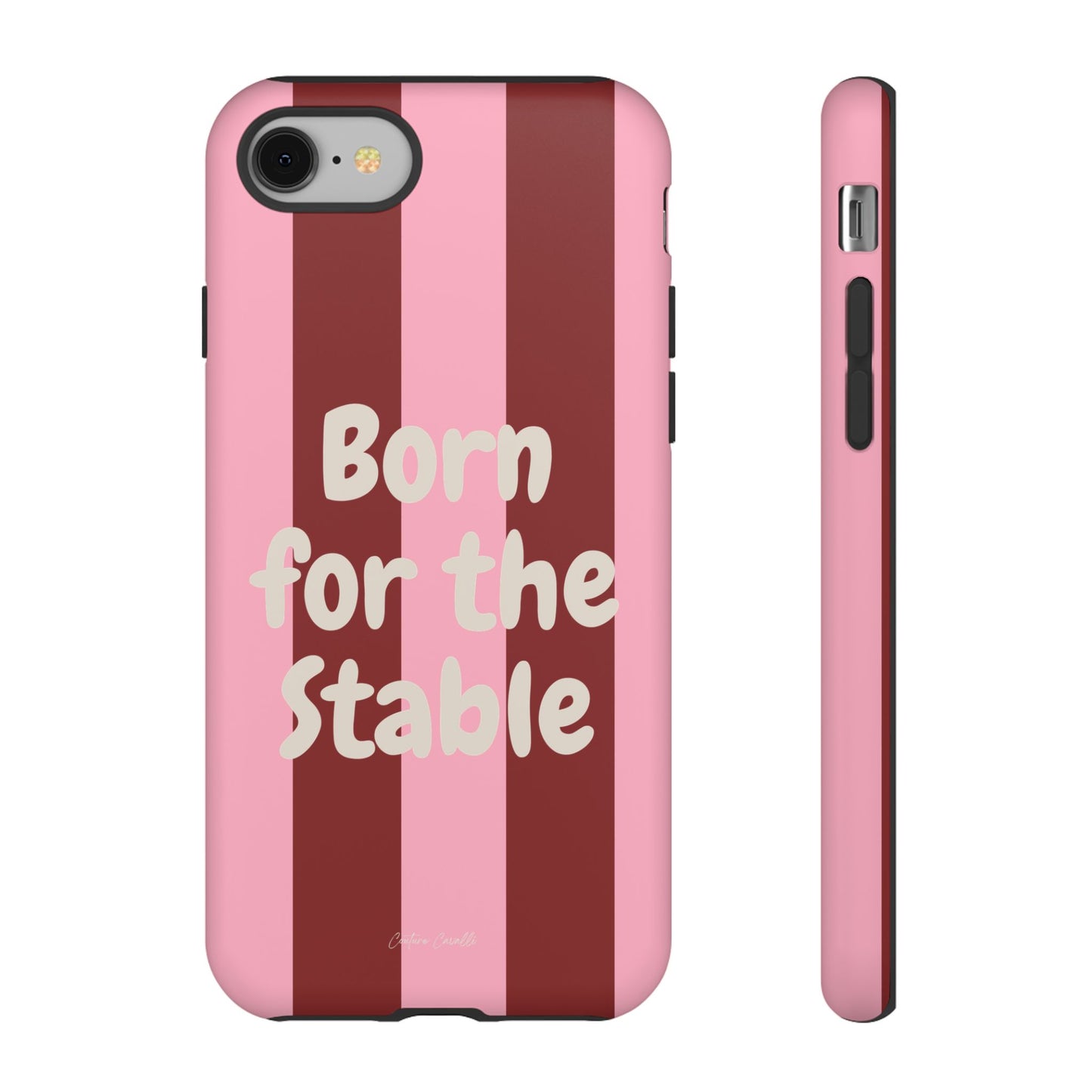 Phone Case — "Born for the Stable" Pink Striped Protective Tough Case