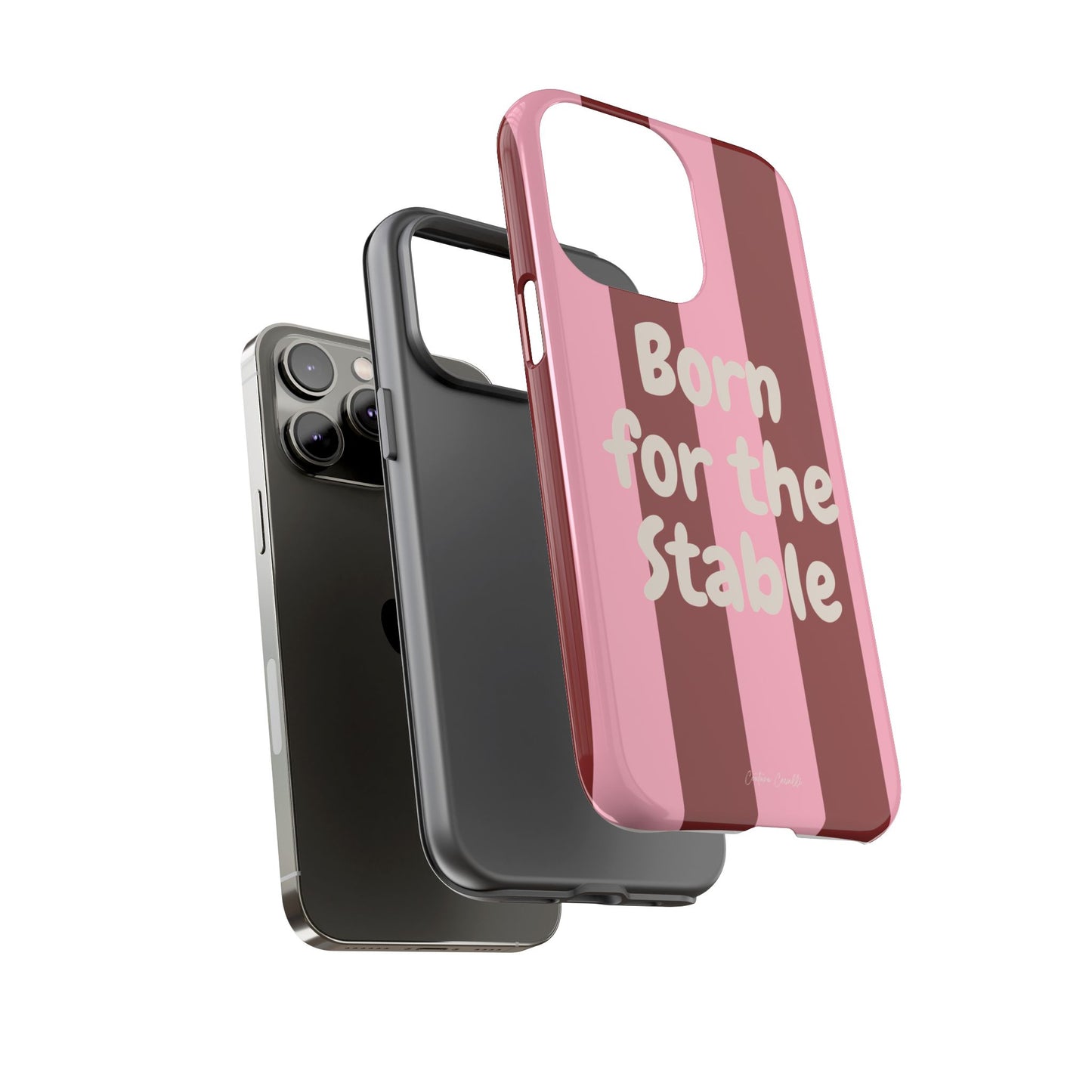 Phone Case — "Born for the Stable" Pink Striped Protective Tough Case