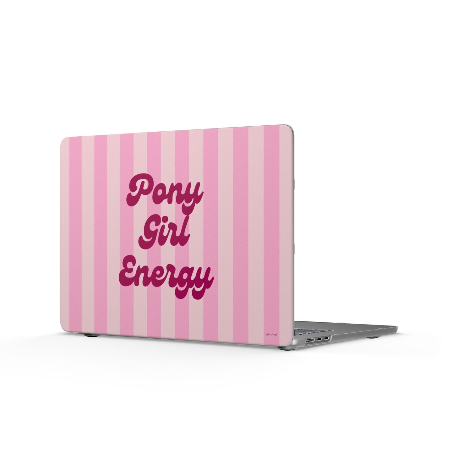 Pony Girl Energy Matte MacBook Case — Pink Striped Laptop Cover