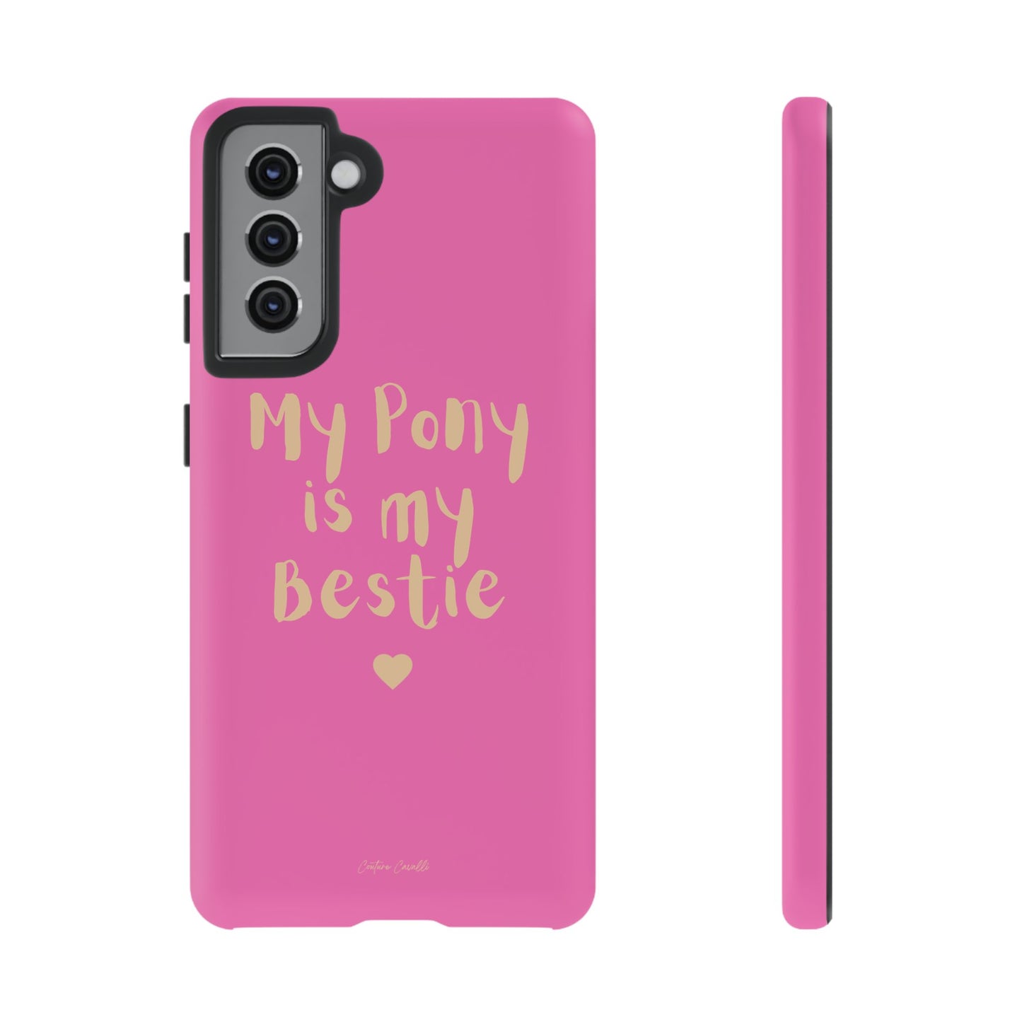 Pink 'My Pony Is My Bestie' Tough Phone Case I Handyhülle I Personalisiert mit Ponynamen
