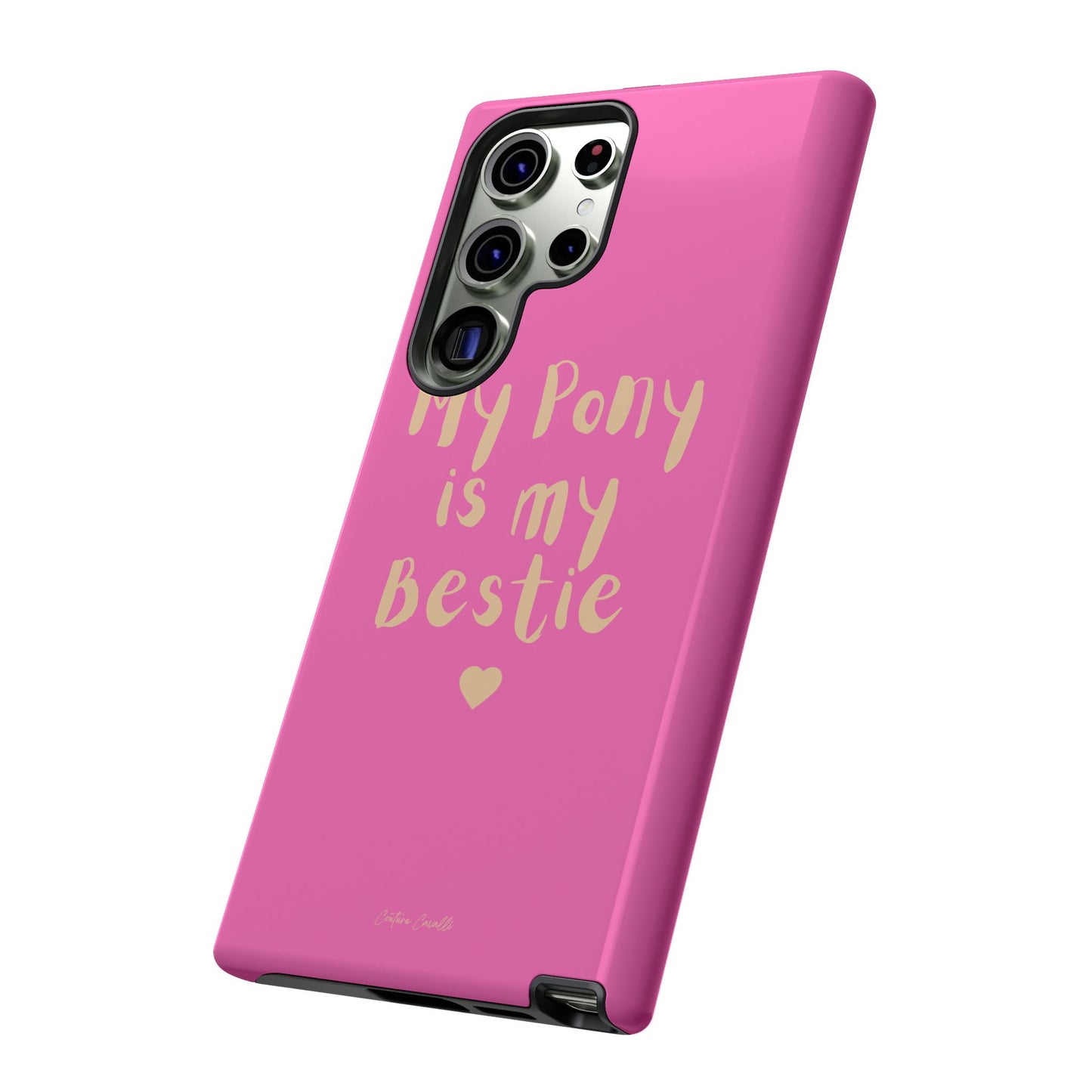 Pink 'My Pony Is My Bestie' Tough Phone Case I Handyhülle I Personalisiert mit Ponynamen
