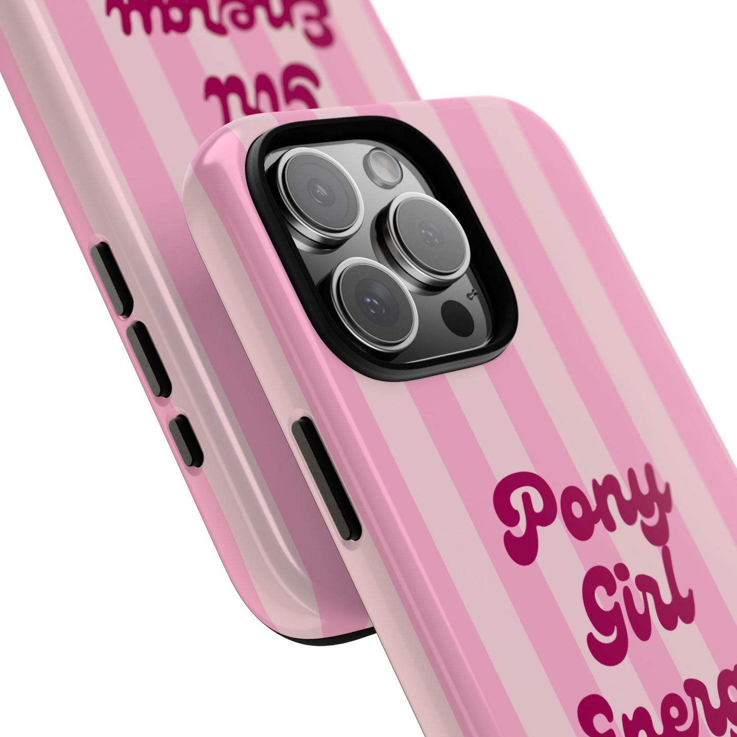 Pony Girl Energy Tough Phone Case — Pink Striped Protective Cover