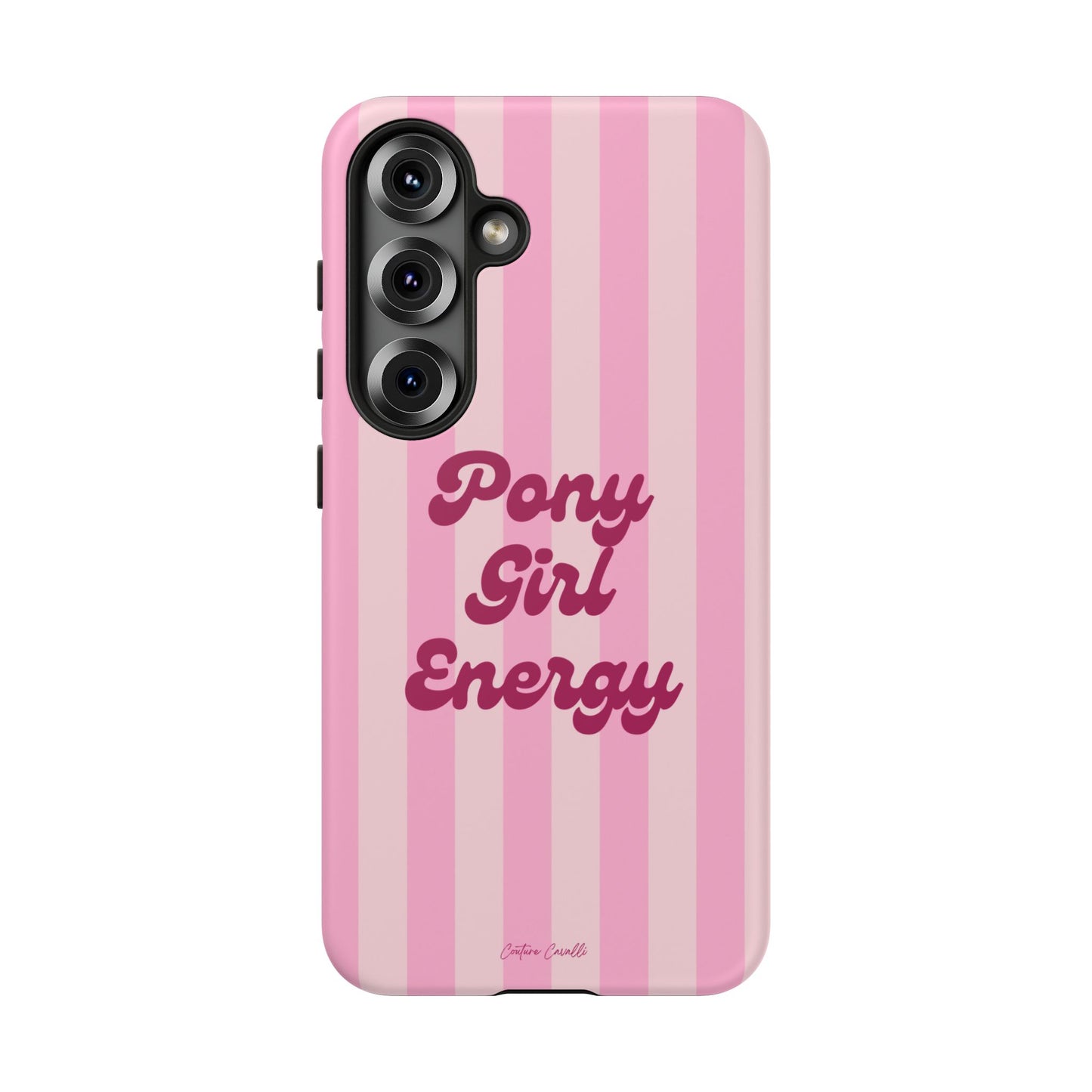 Pony Girl Energy Tough Phone Case — Pink Striped Protective Cover