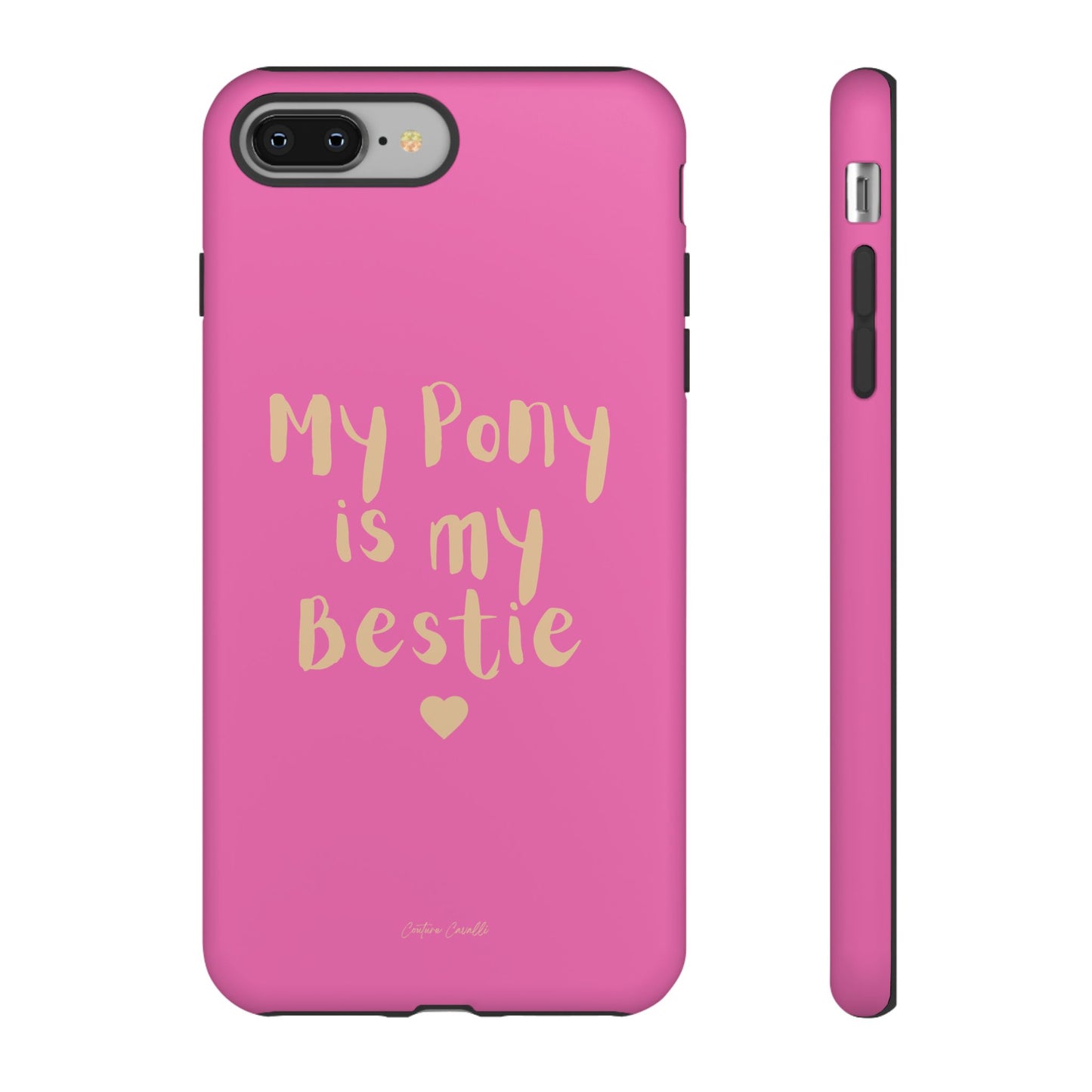Pink 'My Pony Is My Bestie' Tough Phone Case I Handyhülle I Personalisiert mit Ponynamen