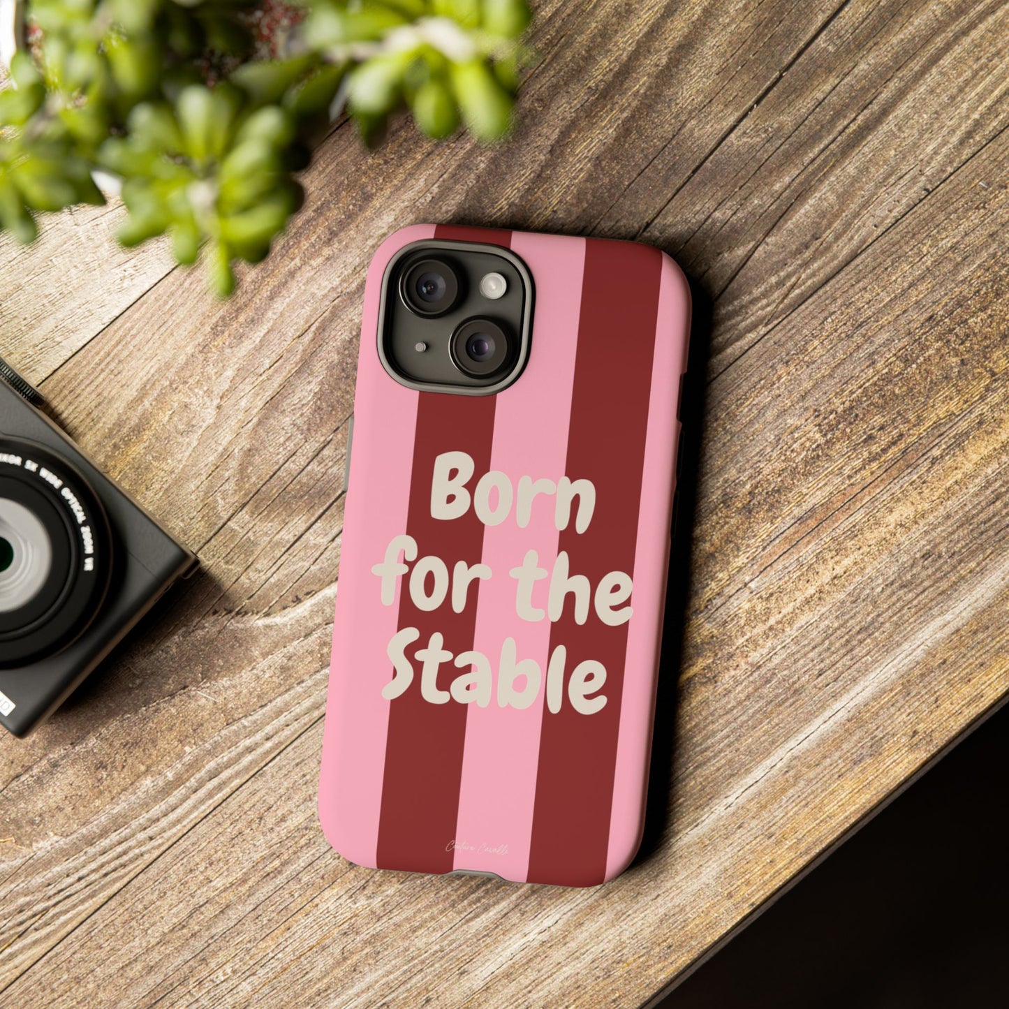 Phone Case — "Born for the Stable" Pink Striped Protective Tough Case