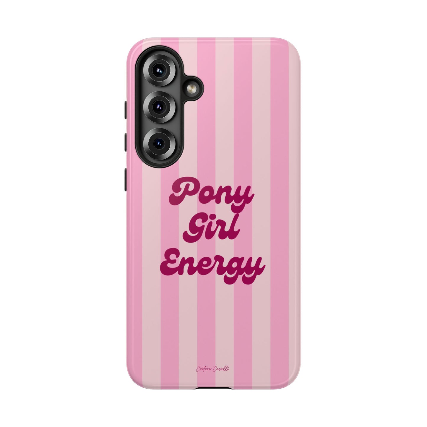 Pony Girl Energy Tough Phone Case — Pink Striped Protective Cover